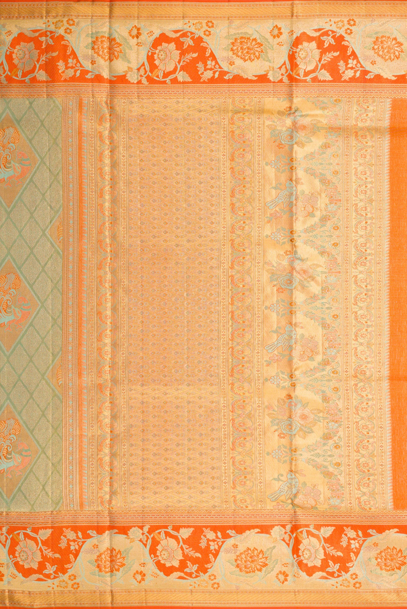 Light Green Dual Tone Kanjivaram Tissue Silk Saree - Image 7