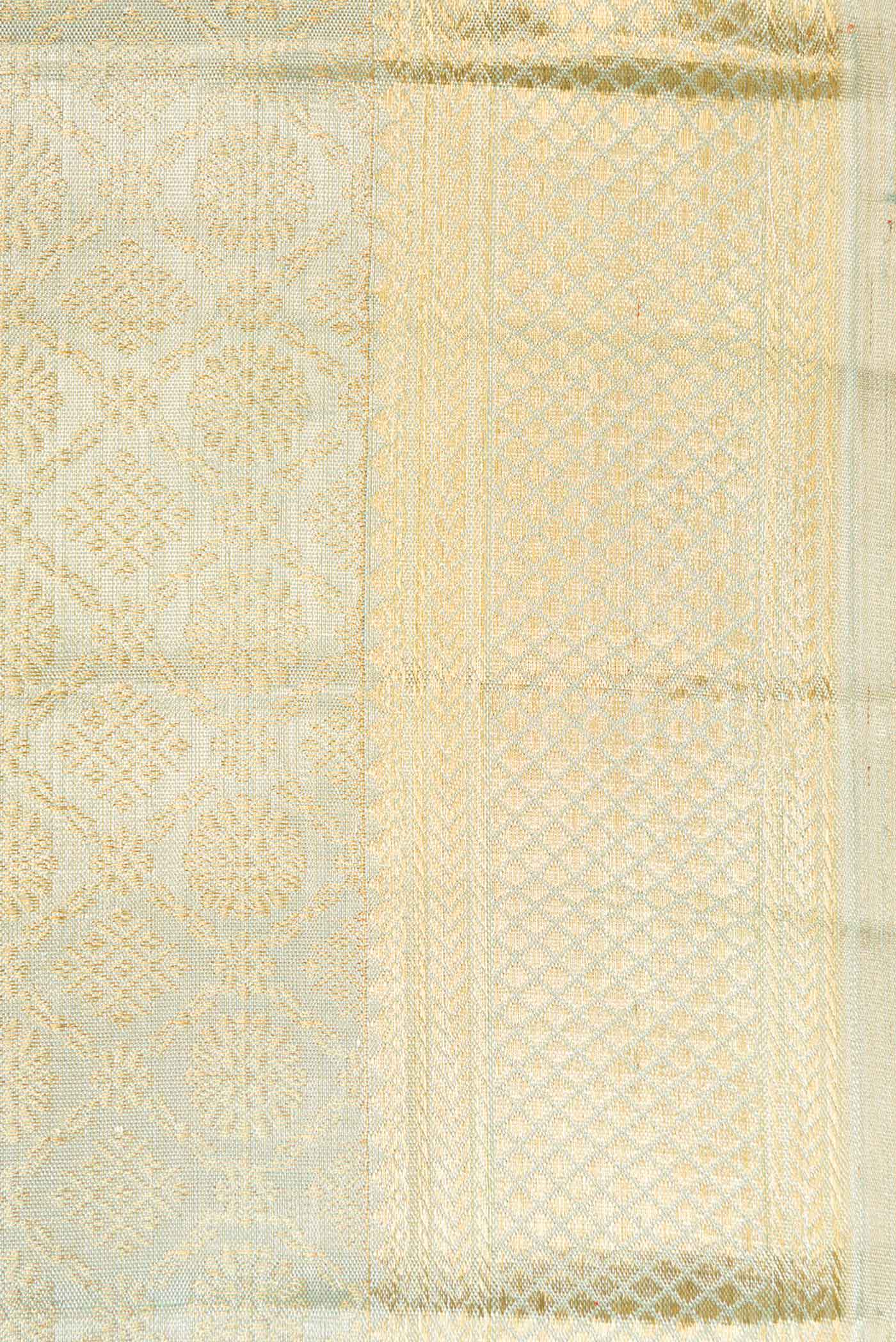 Mint Green with Gold Color Kanjivaram Tissue Silk Saree - Image 3