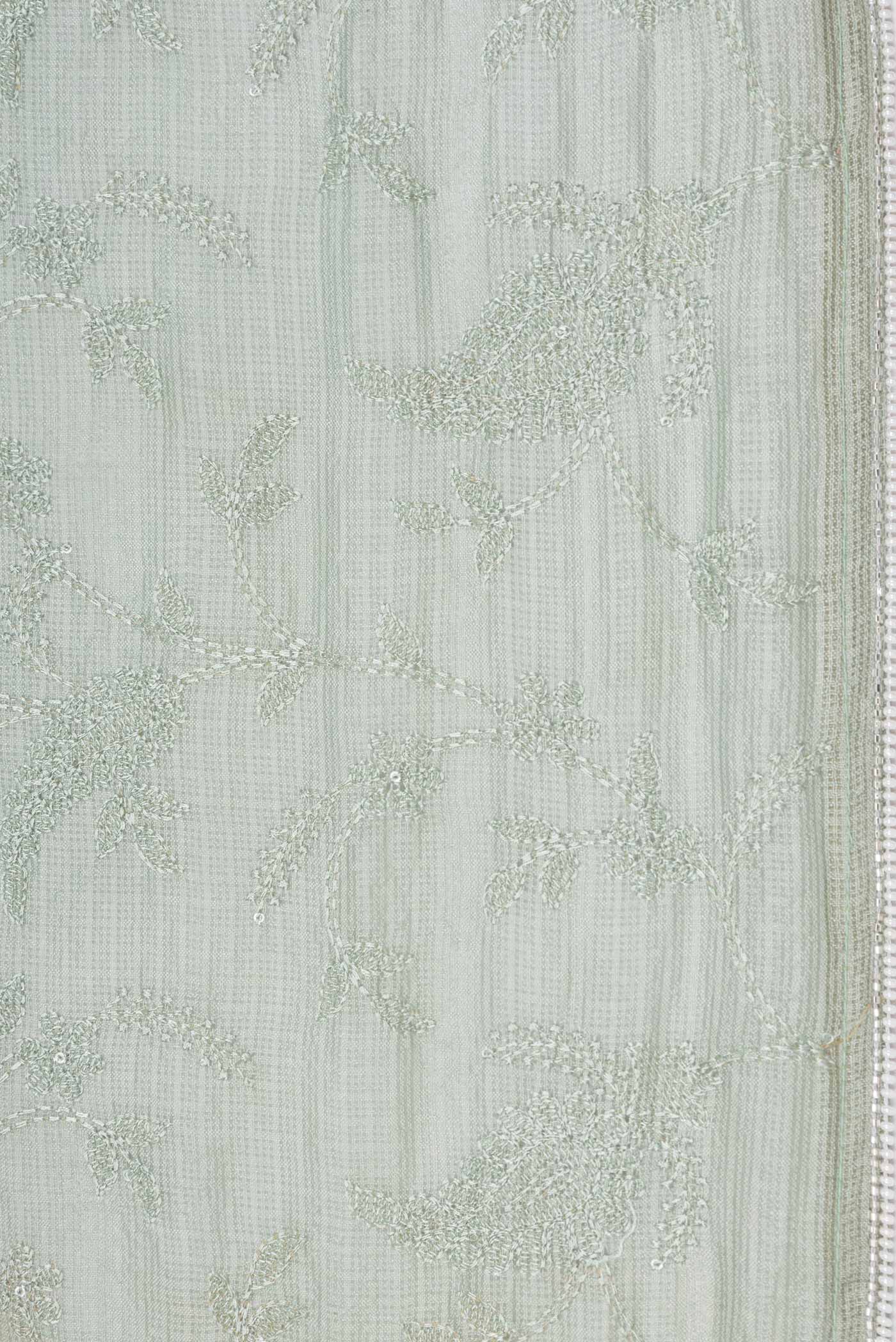 Light Green Dual Tone Kota Silk Saree - Image 3