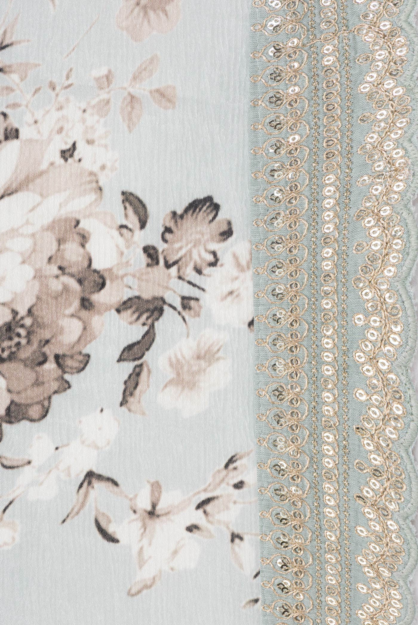Light Blue Crepe Saree - Image 3