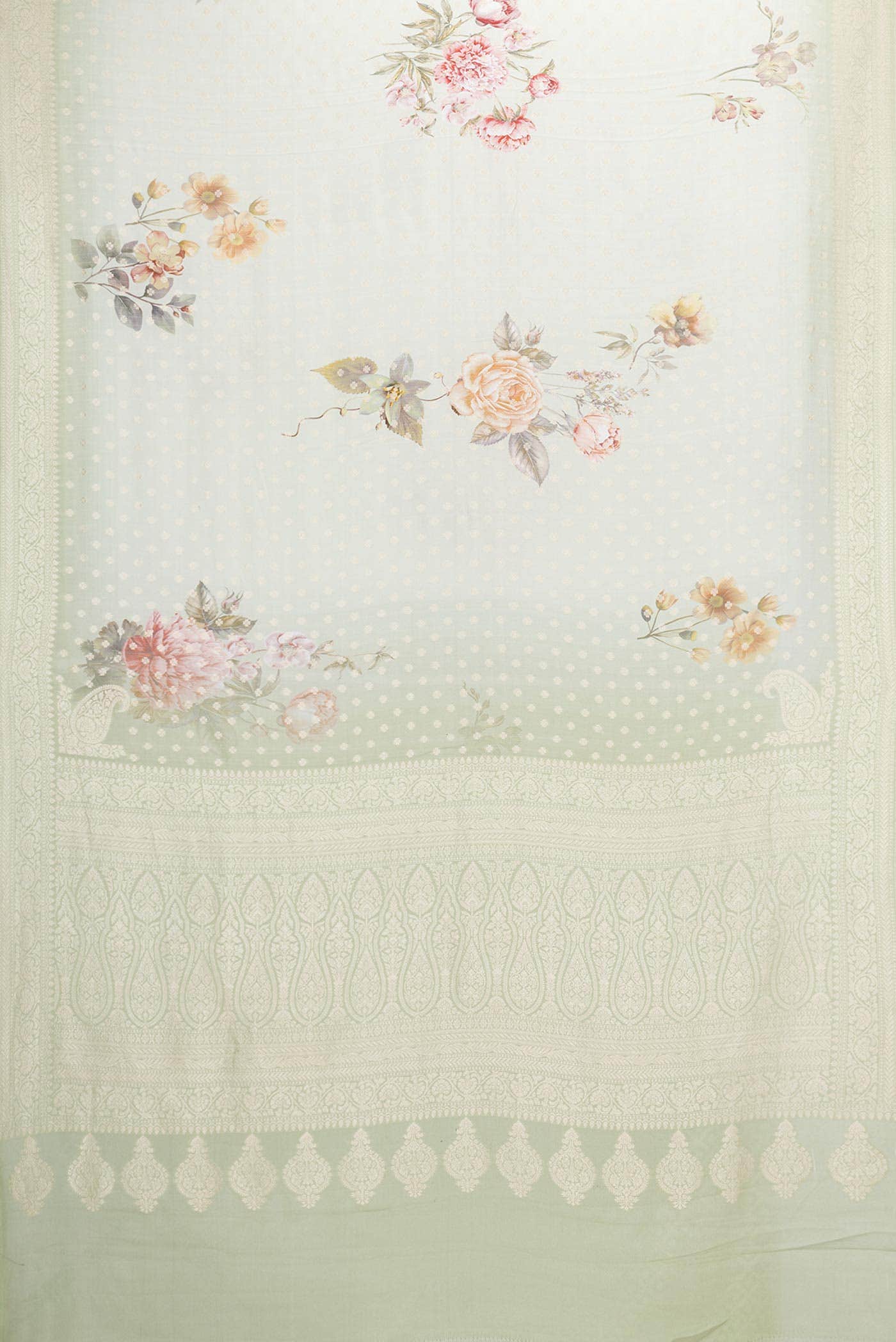 Light Green Dual Tone Mysore Georgette Saree - Image 4