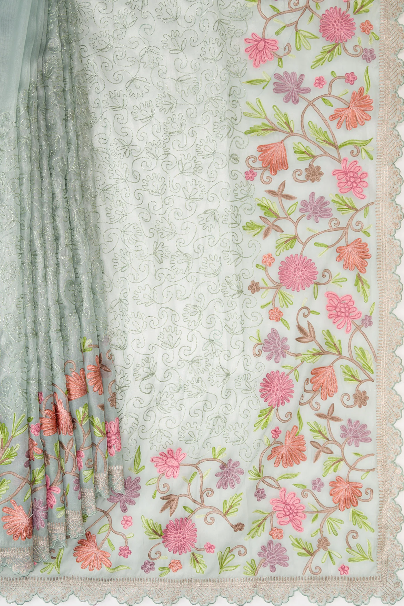 Grey Organza Silk Saree - Image 4