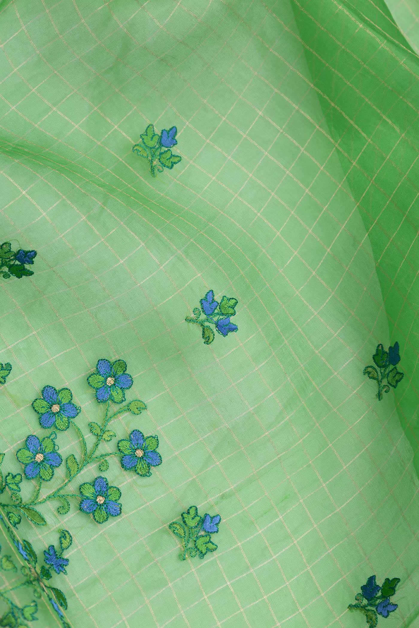Green Organza Silk Saree - Image 2