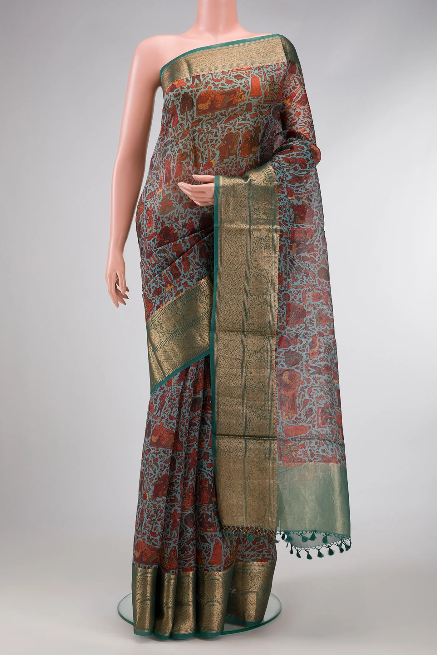 Blue Organza Silk Saree