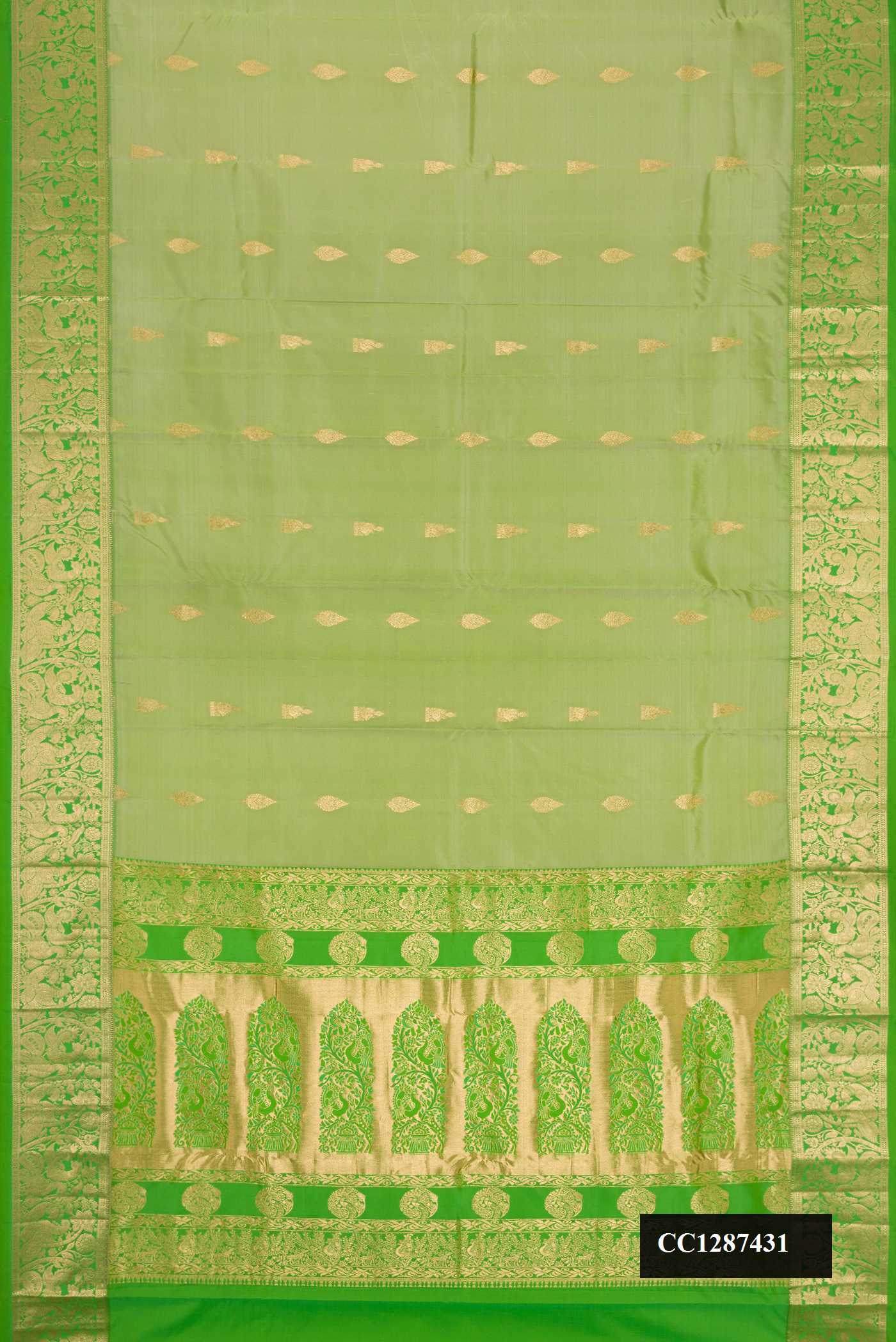 Light Green Dual Tone Paithani Silk Saree