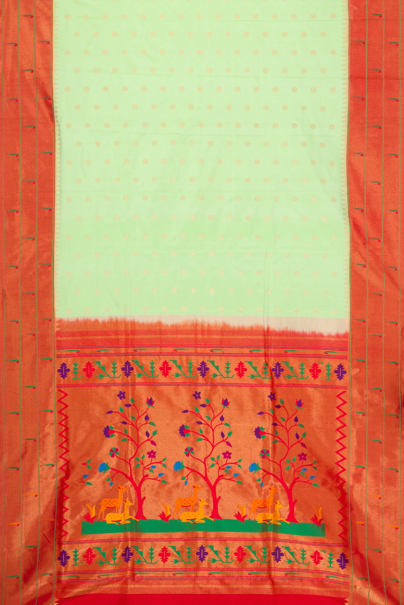Light Green Paithani Silk Saree - Image 6