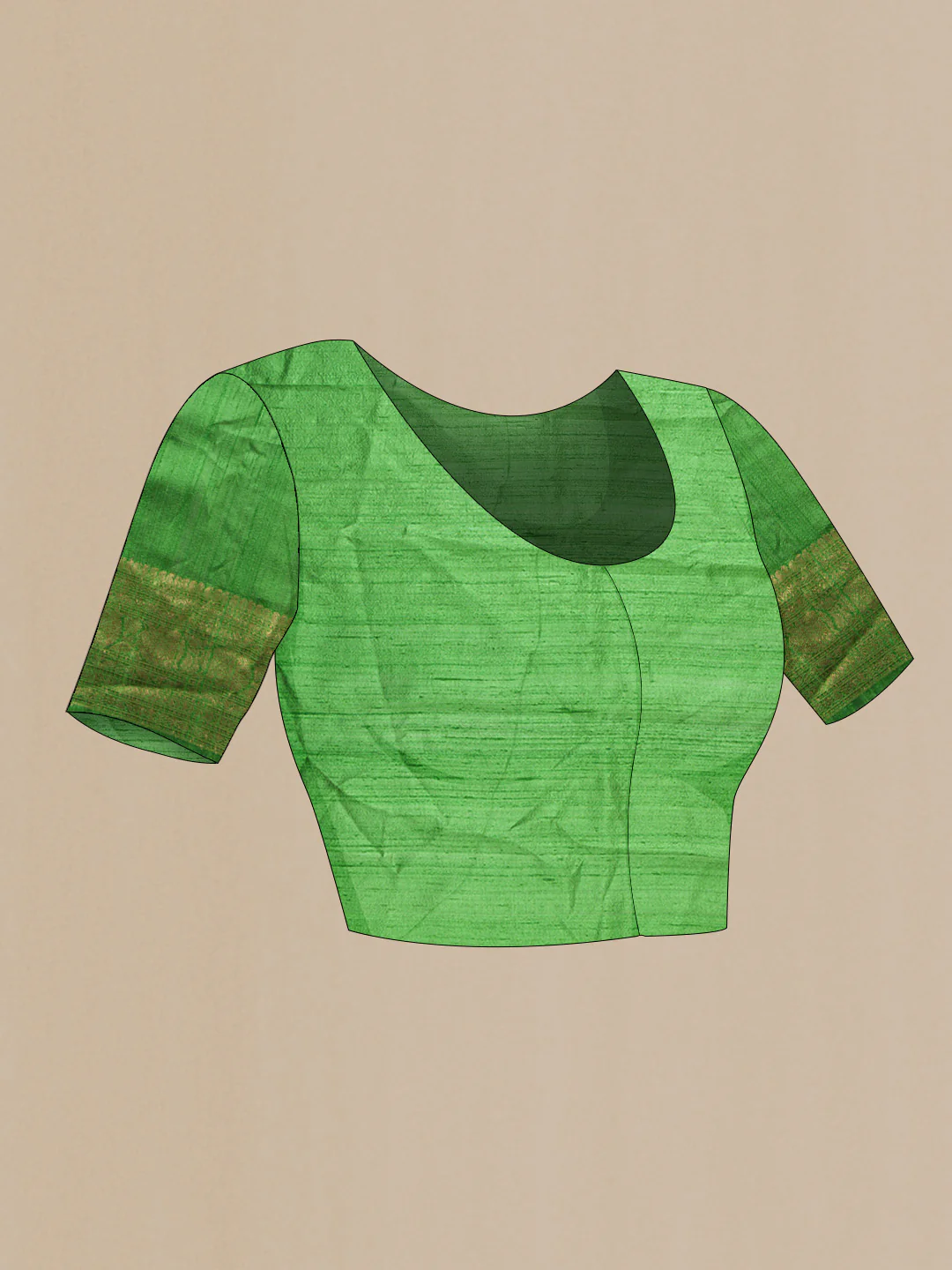 Light Green Dual Tone Raw Silk Saree - Image 4