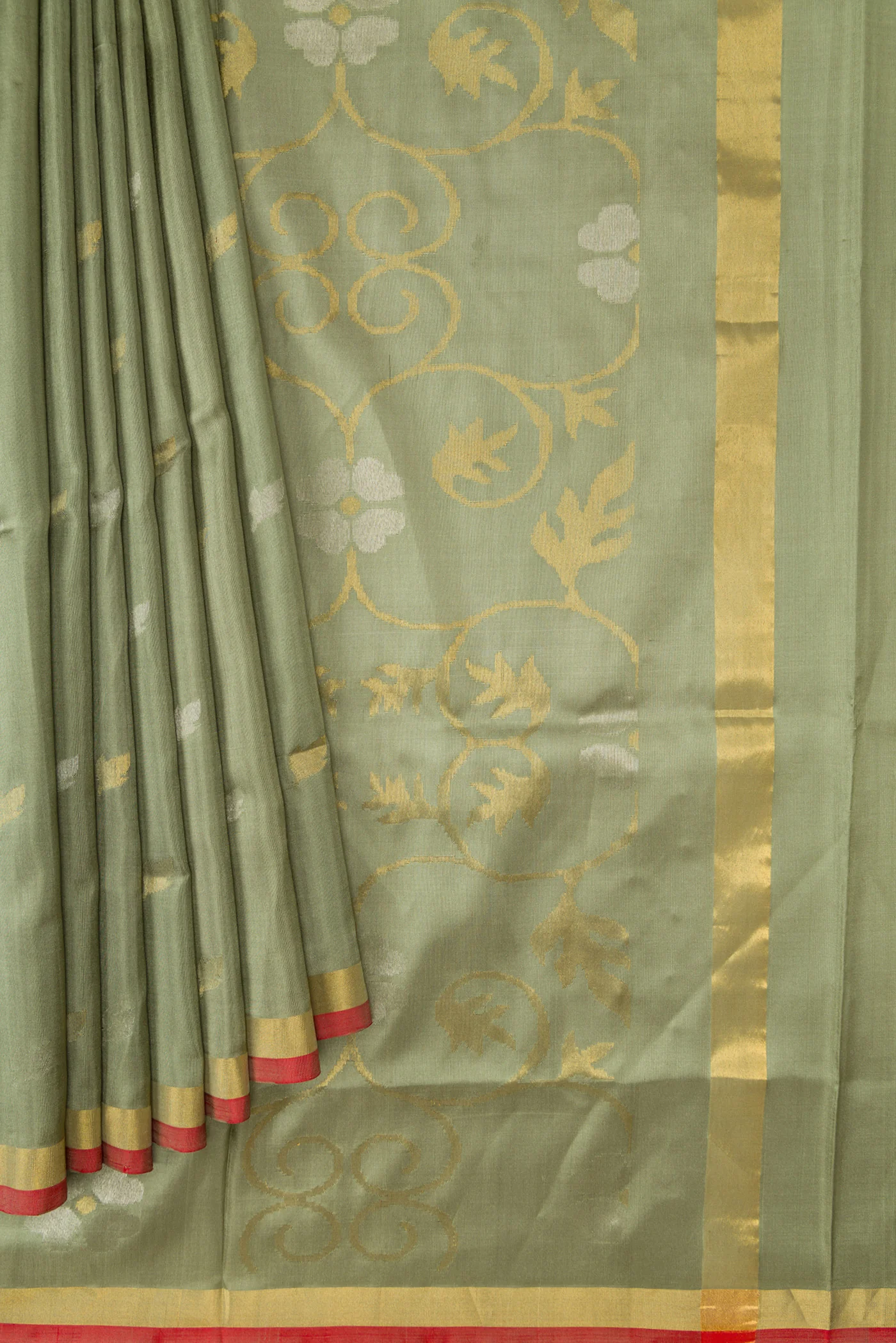 Sage Green Uppada Silk Saree - Image 4
