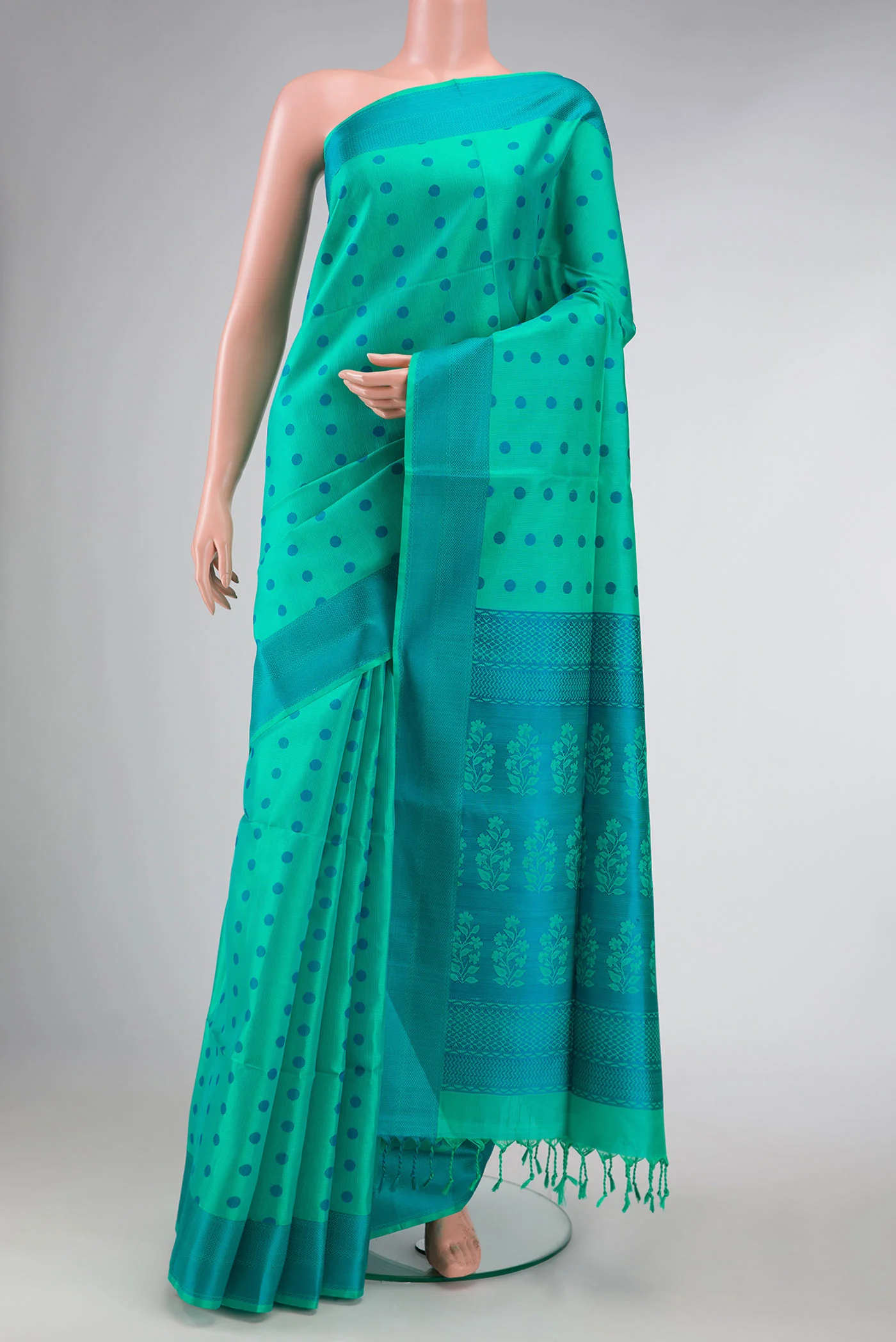 Sea Green Dual Tone Soft Silk Saree