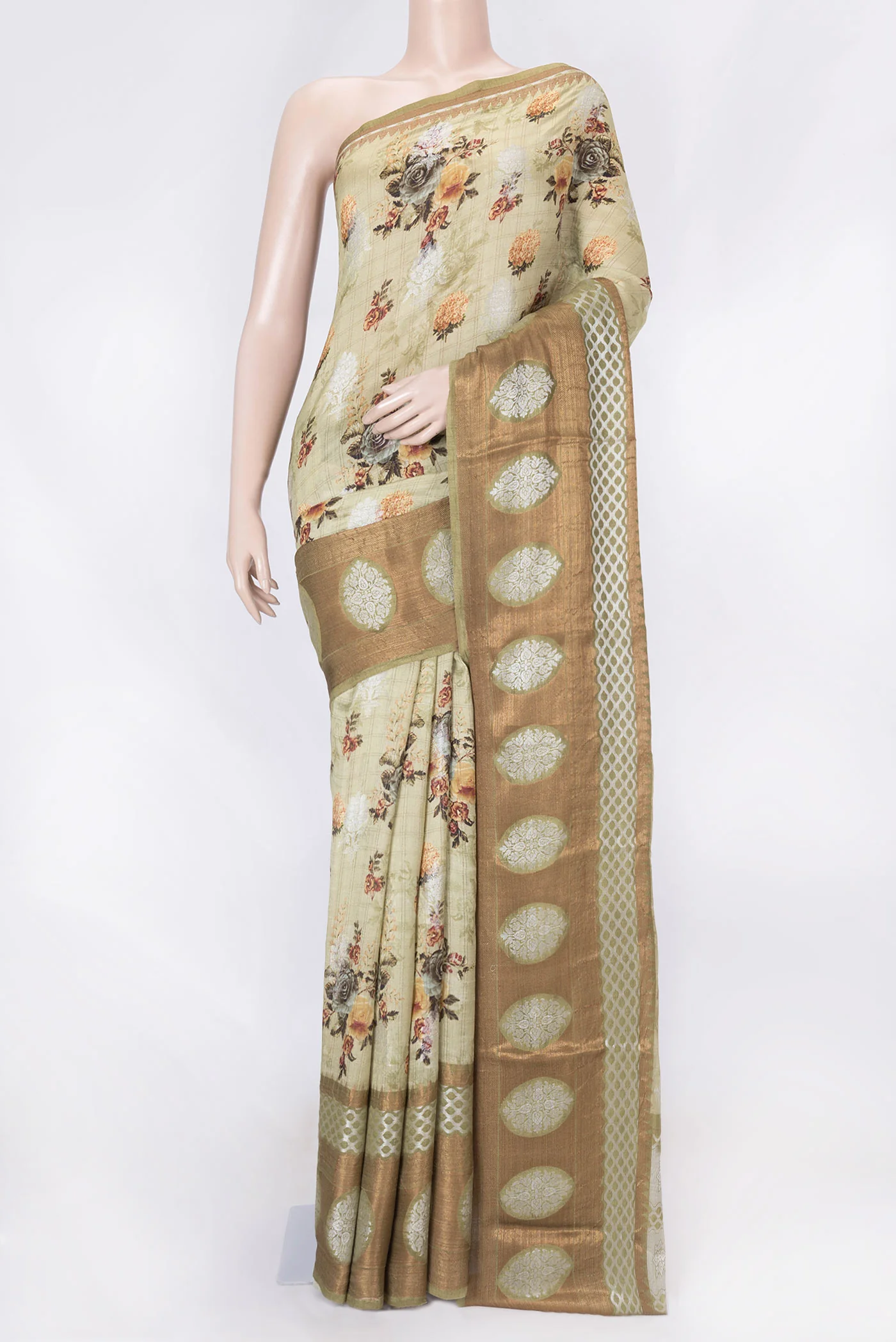 Light Green Dual Tone Tussar Silk Saree