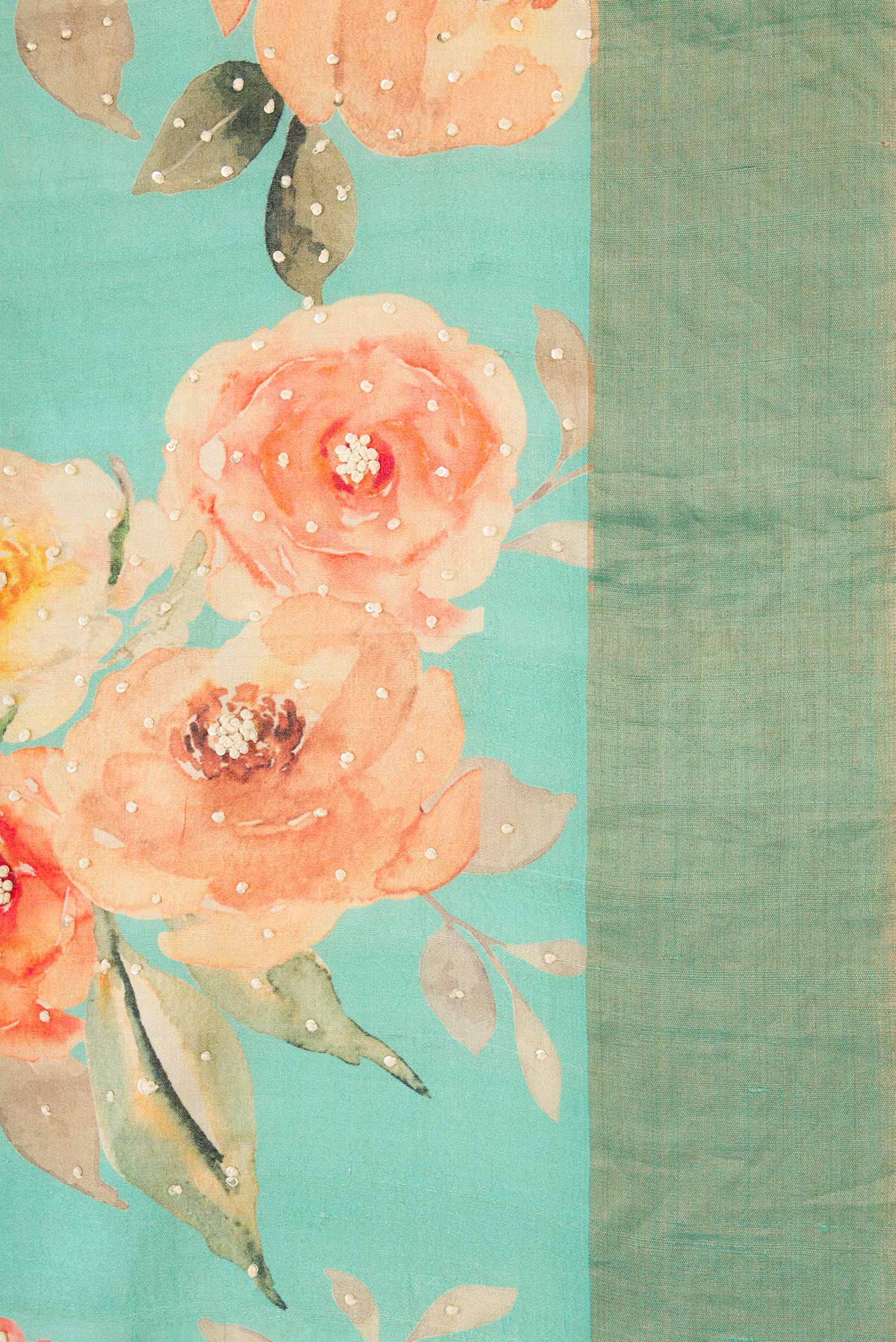 Light Green Dual Tone Tussar Silk Saree - Image 3
