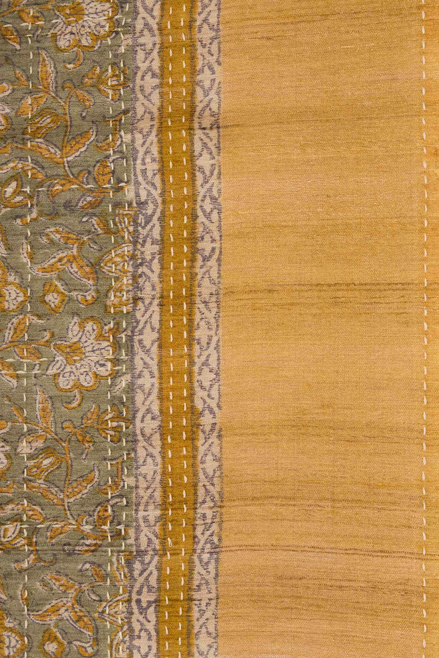 Light Green Dual Tone Tussar Silk Saree - Image 3