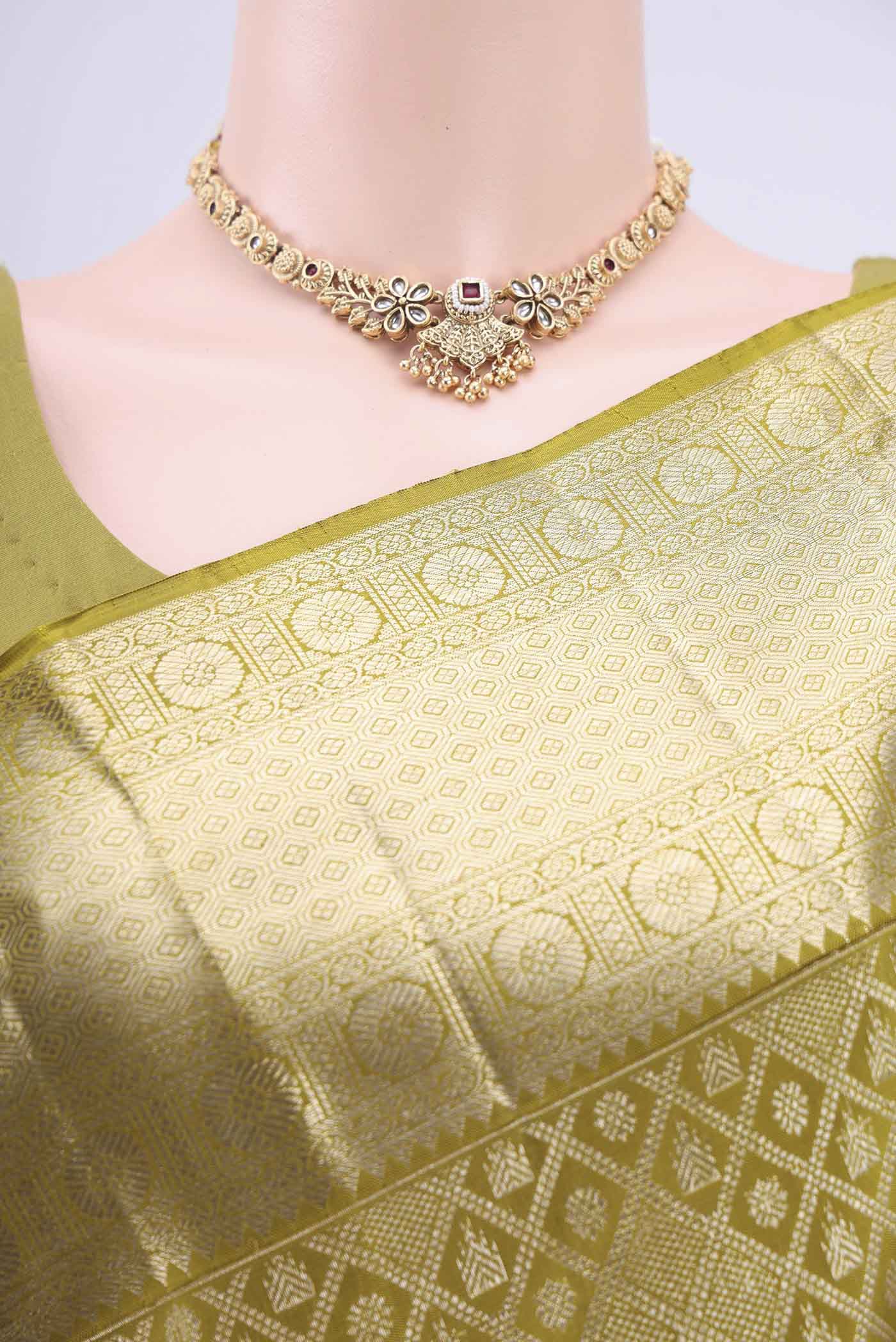 Light Green Kanchipuram Silk Saree - Image 2