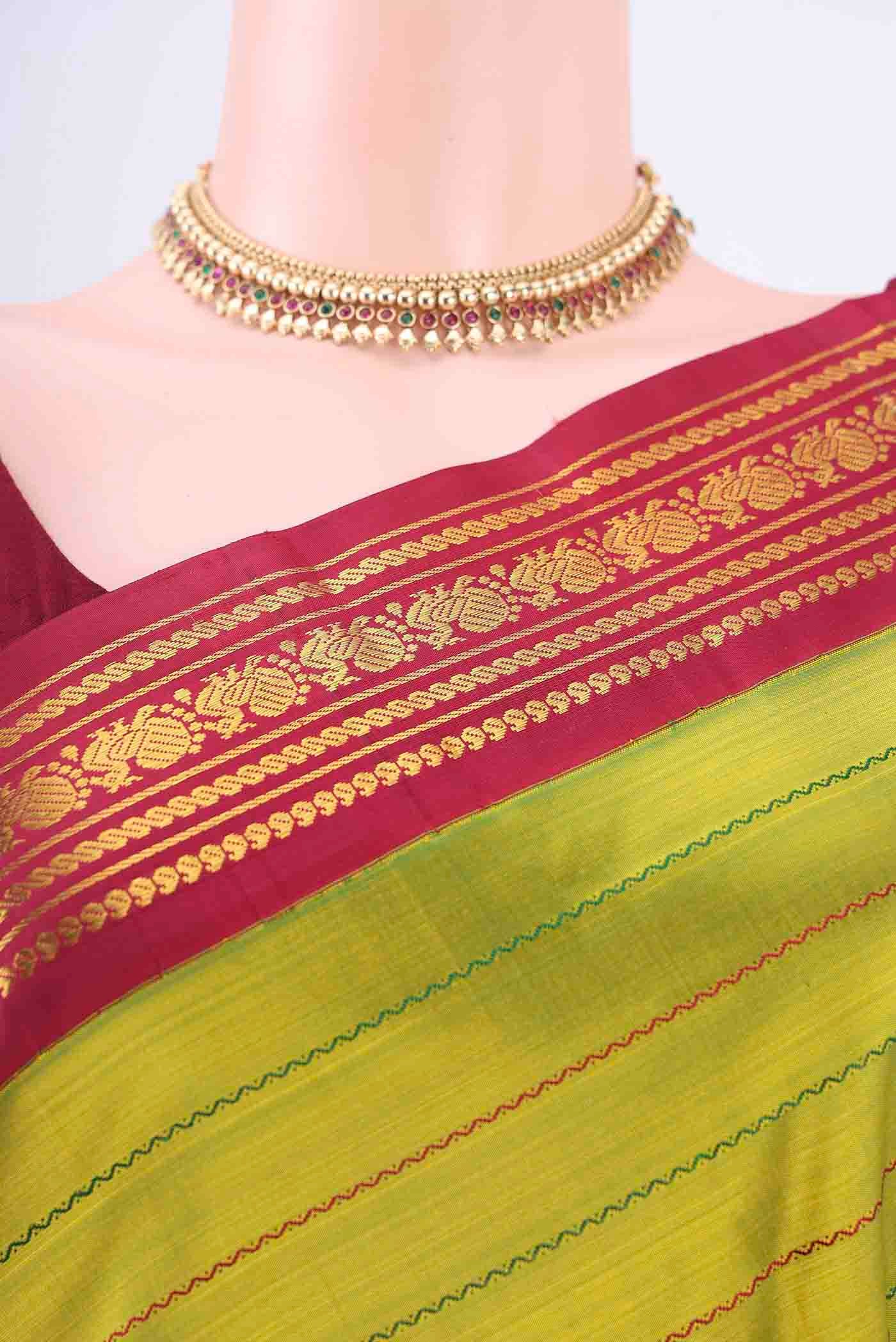 Light Green Kanchipuram Silk Saree - Image 2
