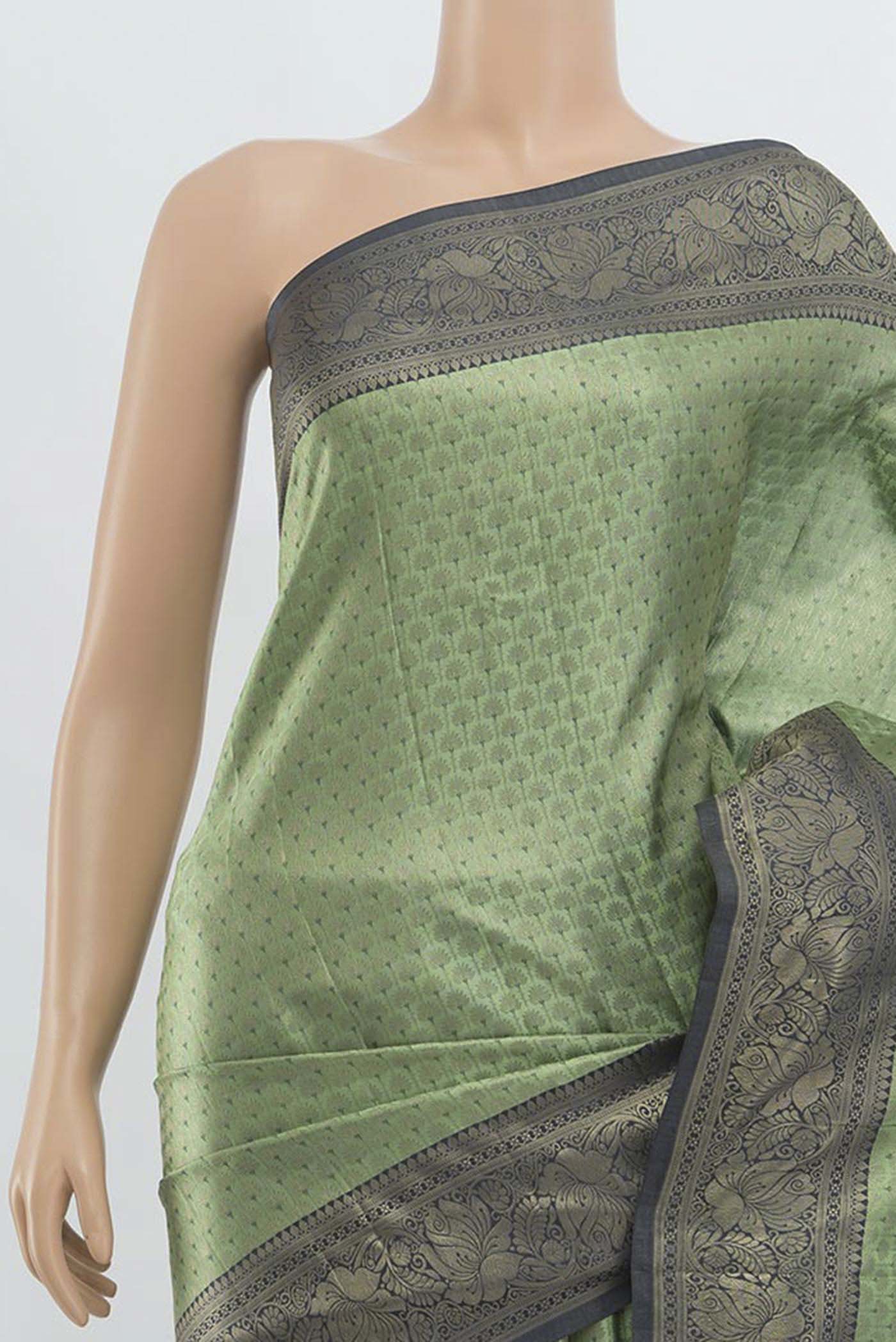 Sage Green Kanchipuram Silk Saree - Image 2