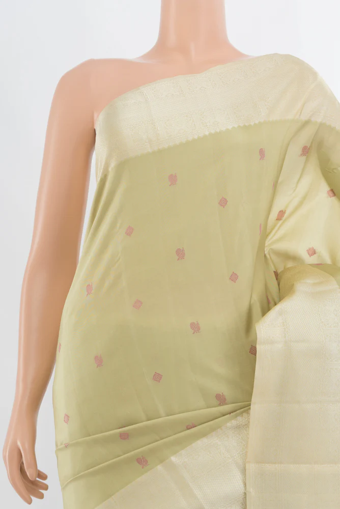 Beige Kanchipuram Silk Saree - Image 2