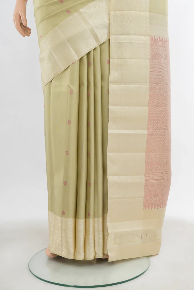 Beige Kanchipuram Silk Saree - Image 3