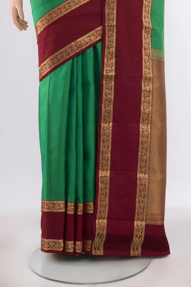 Green Kanchipuram Silk Saree - Image 3