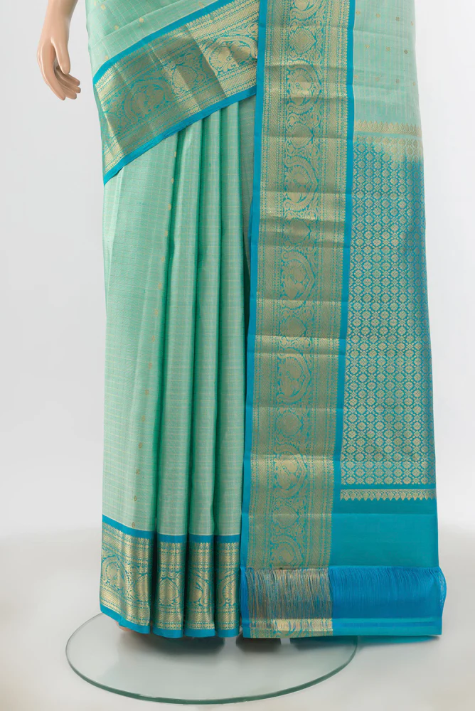 Light Blue Kanchipuram Silk Saree - Image 3