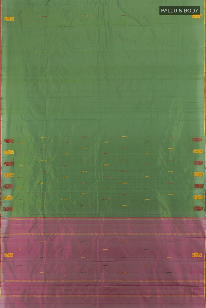 Olive Green Kanchipuram Silk Saree - Image 5
