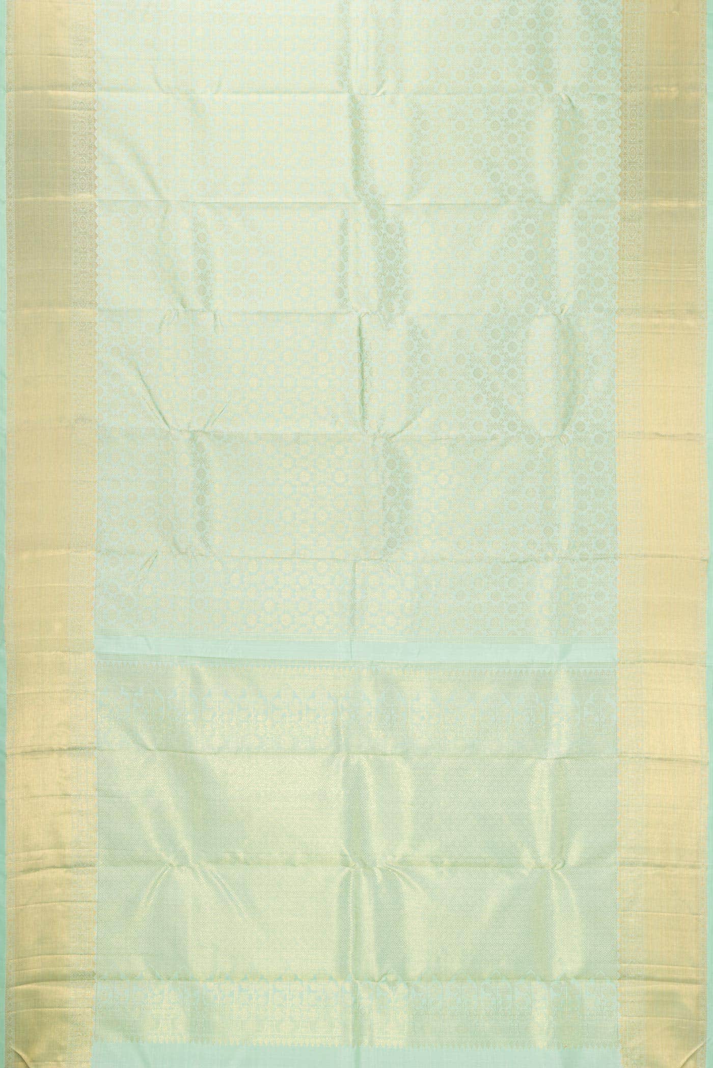 Pure Silk Pure Zari Light Green Kanjivaram Saree - Image 4