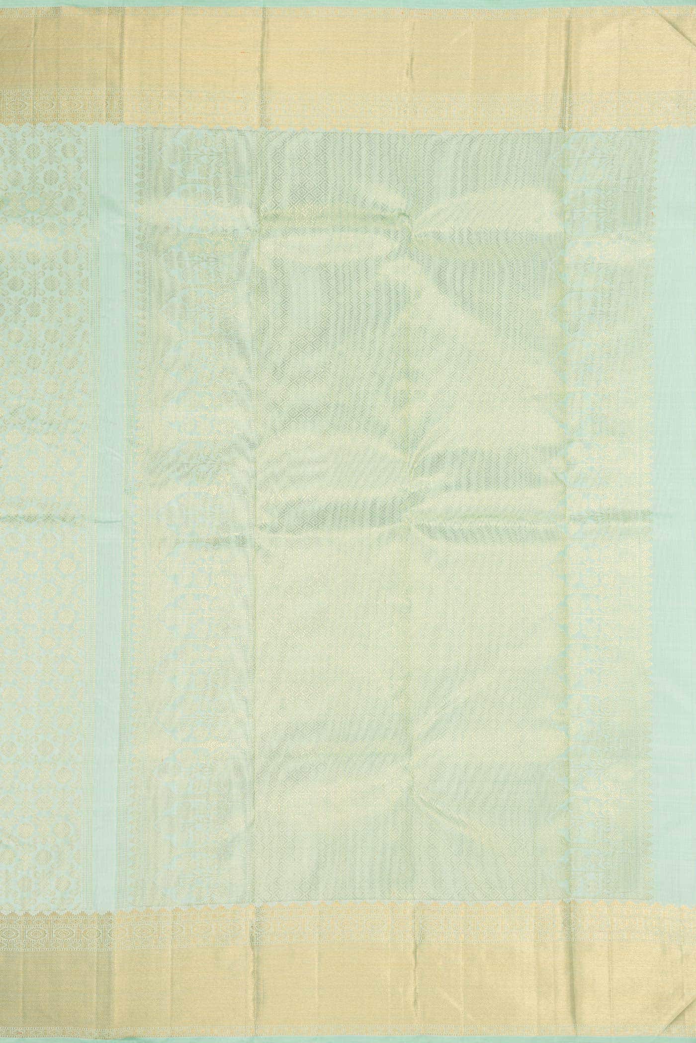 Pure Silk Pure Zari Light Green Kanjivaram Saree - Image 5