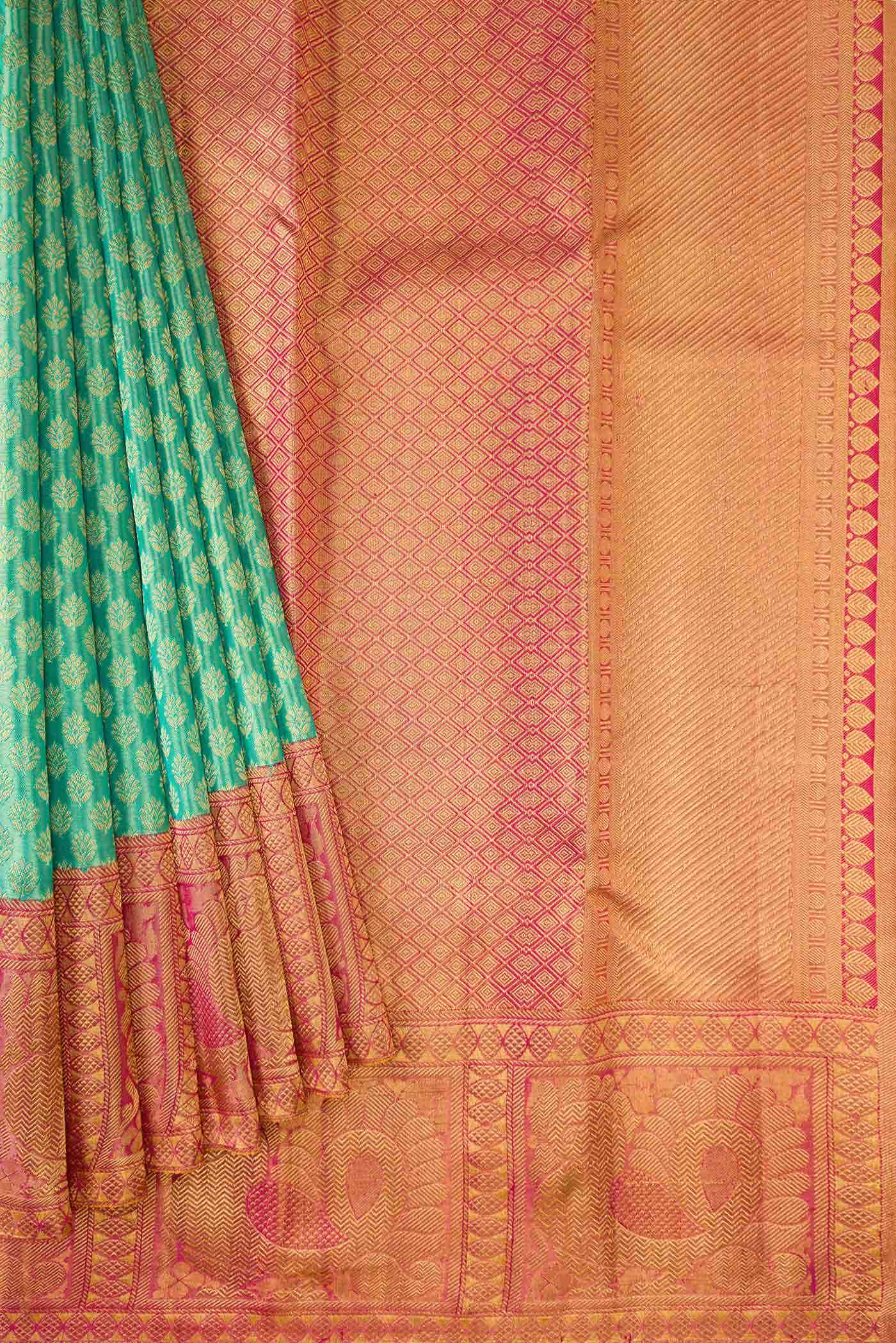 Light Green Kanchipuram Tissue Silk Saree - Image 2