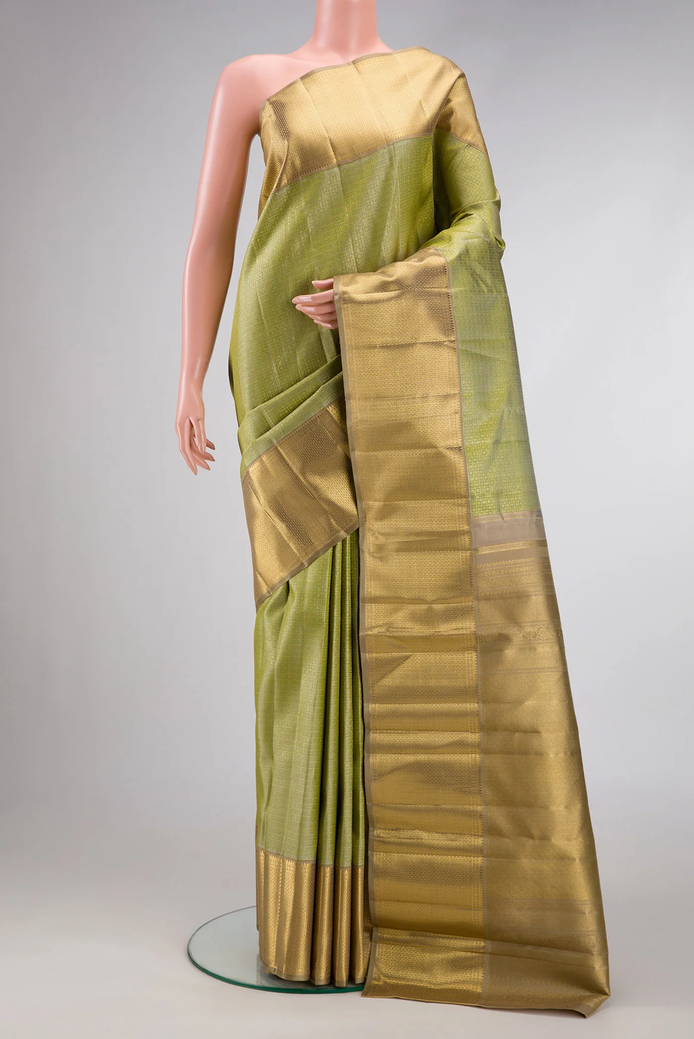 Pure Silk Pure Zari Light Green Kanjivaram Saree