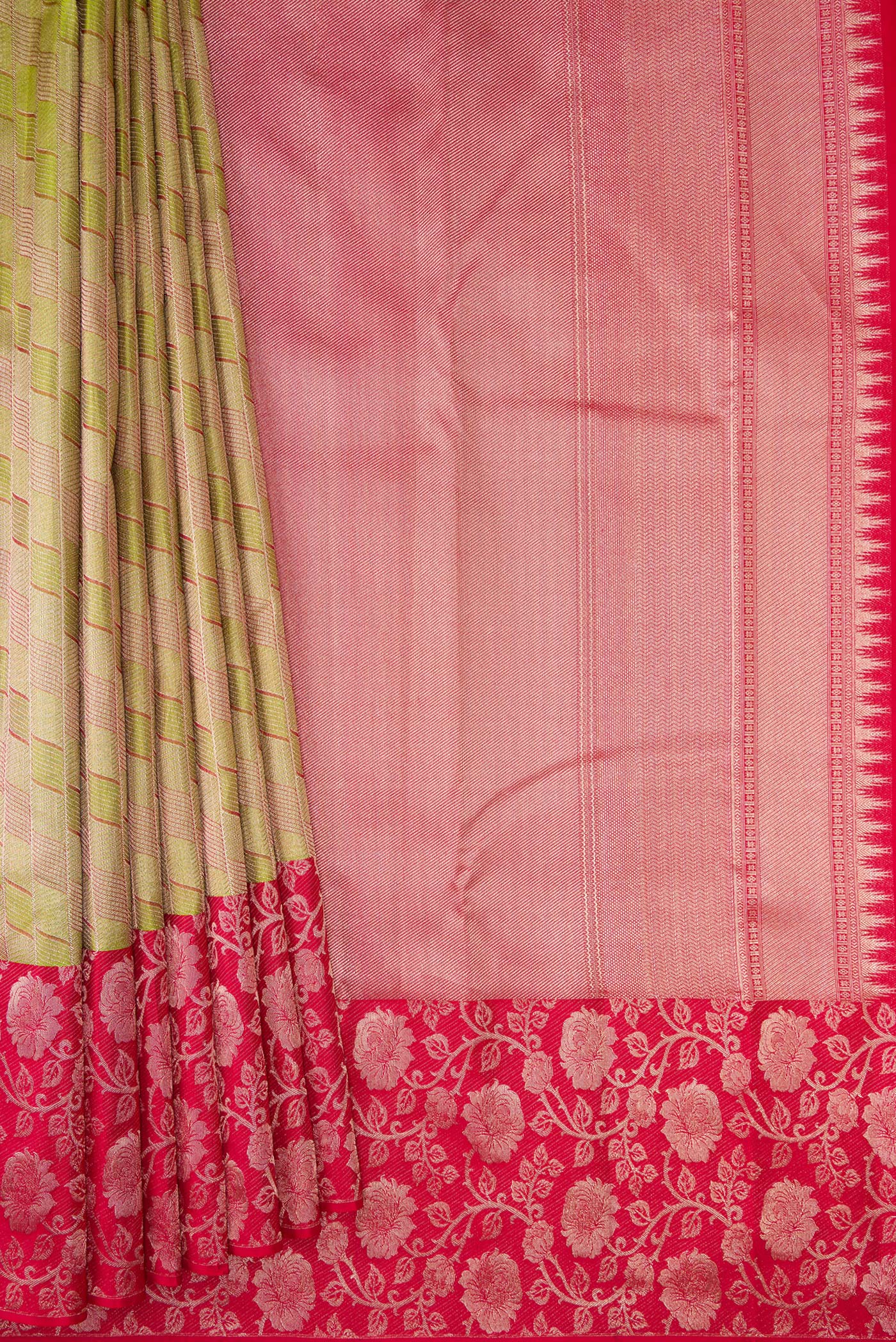 Light Green Kanjivaram Tissue Silk Saree - Image 4