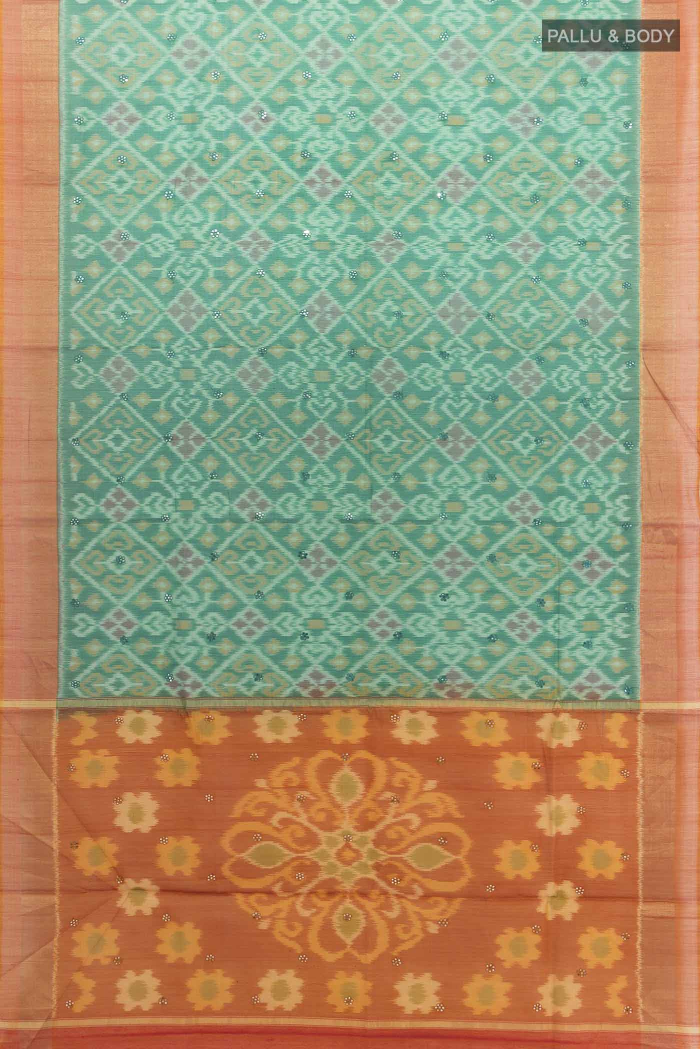 Green Silk Cotton Saree - Image 5