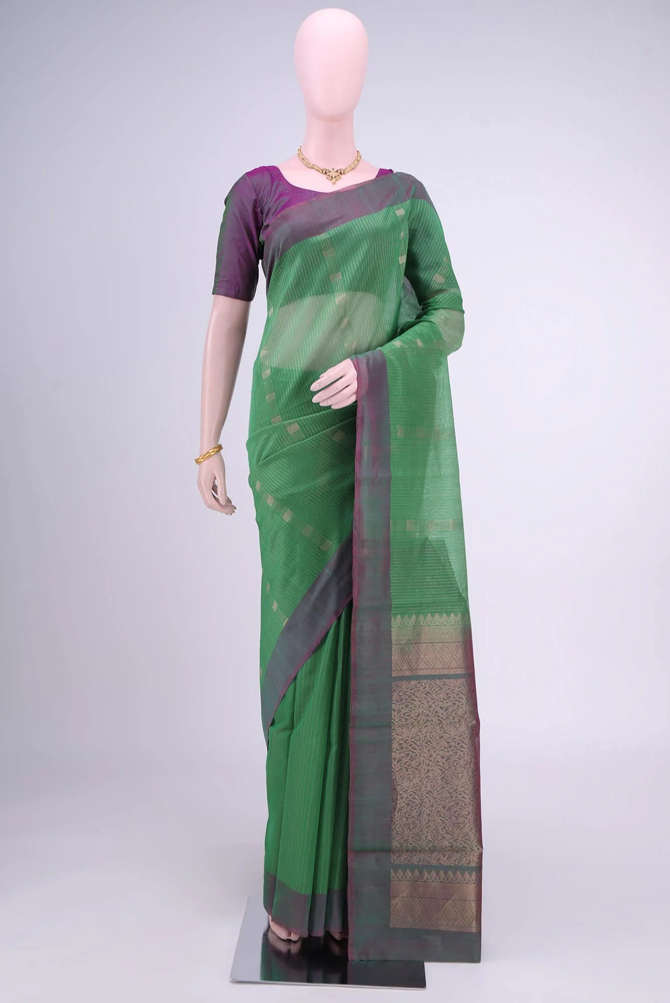 Light Green Kota Cotton Saree