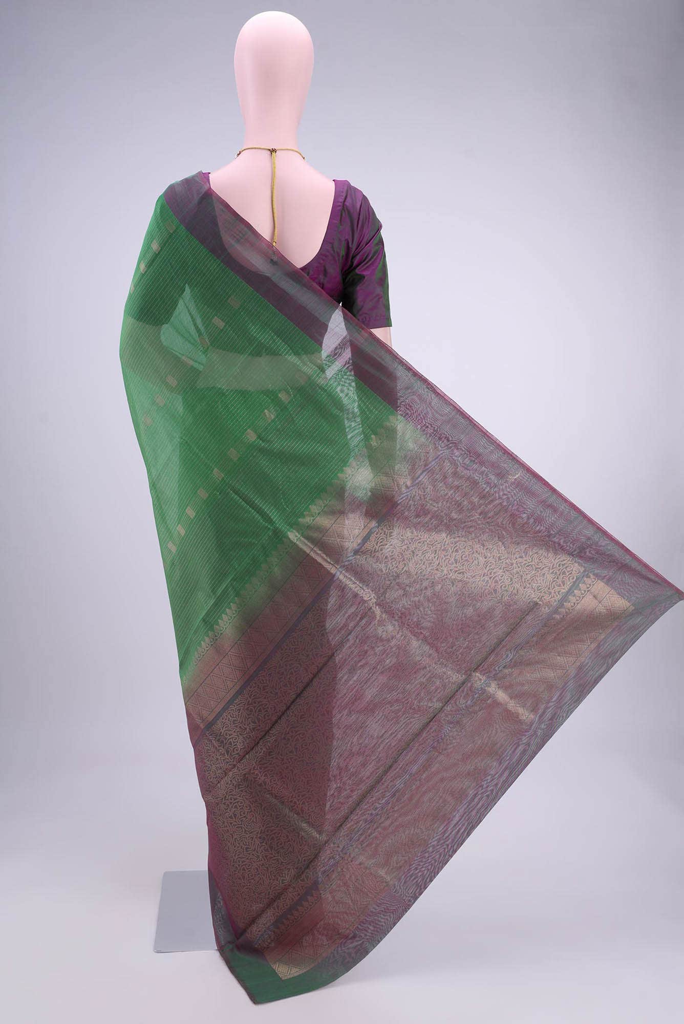 Light Green Kota Cotton Saree - Image 2