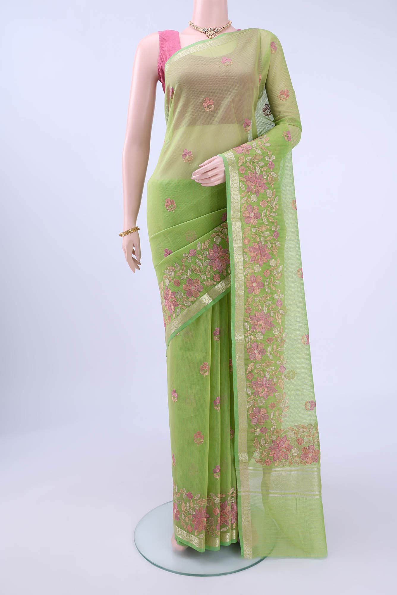 Light Green Kota Cotton Saree