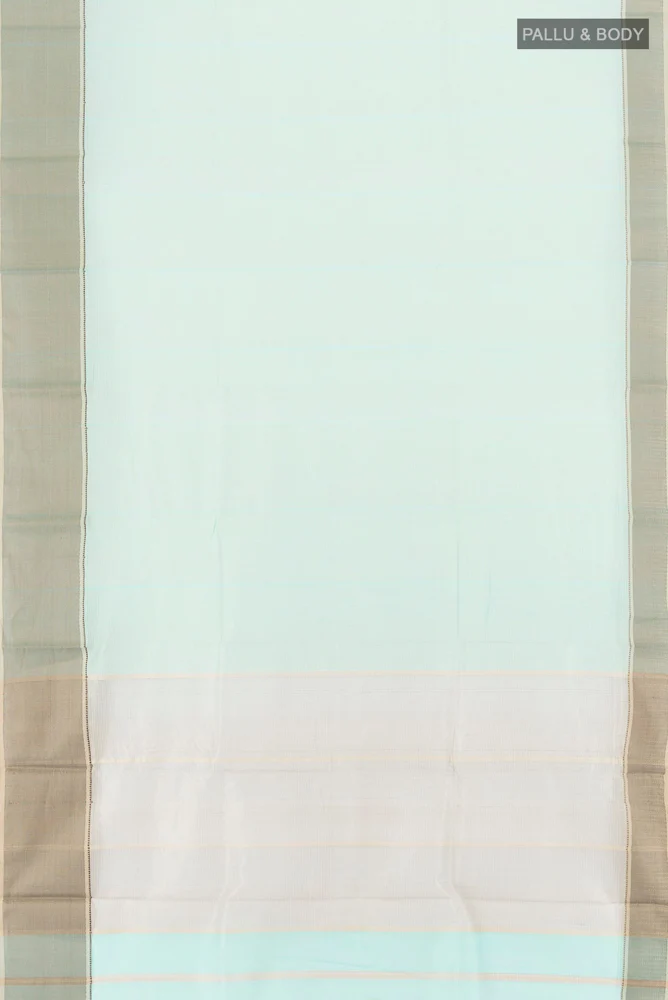 Light Blue Maheshwari Silk Cotton Saree - Image 5