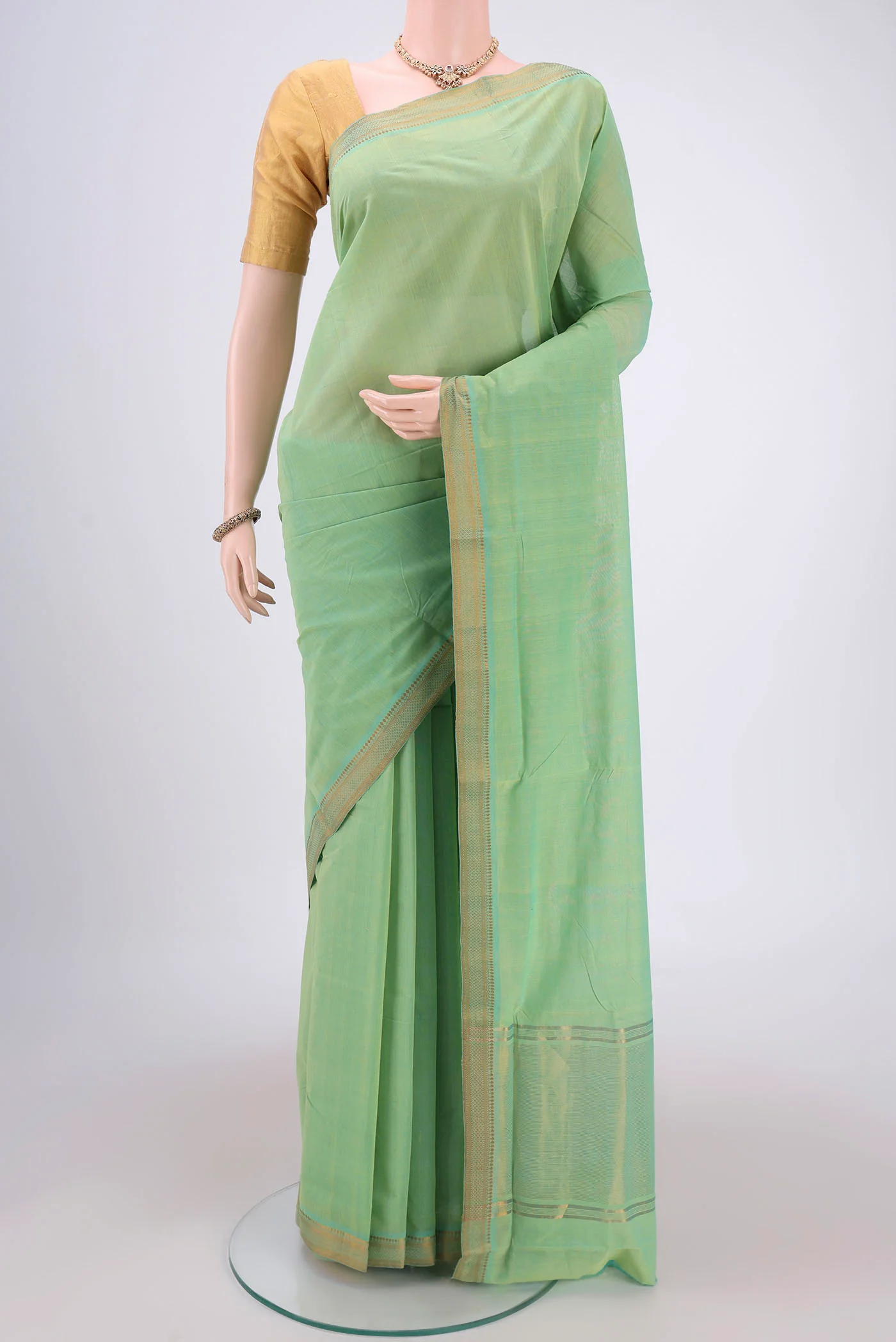 Light Green Mangalagiri Cotton Saree