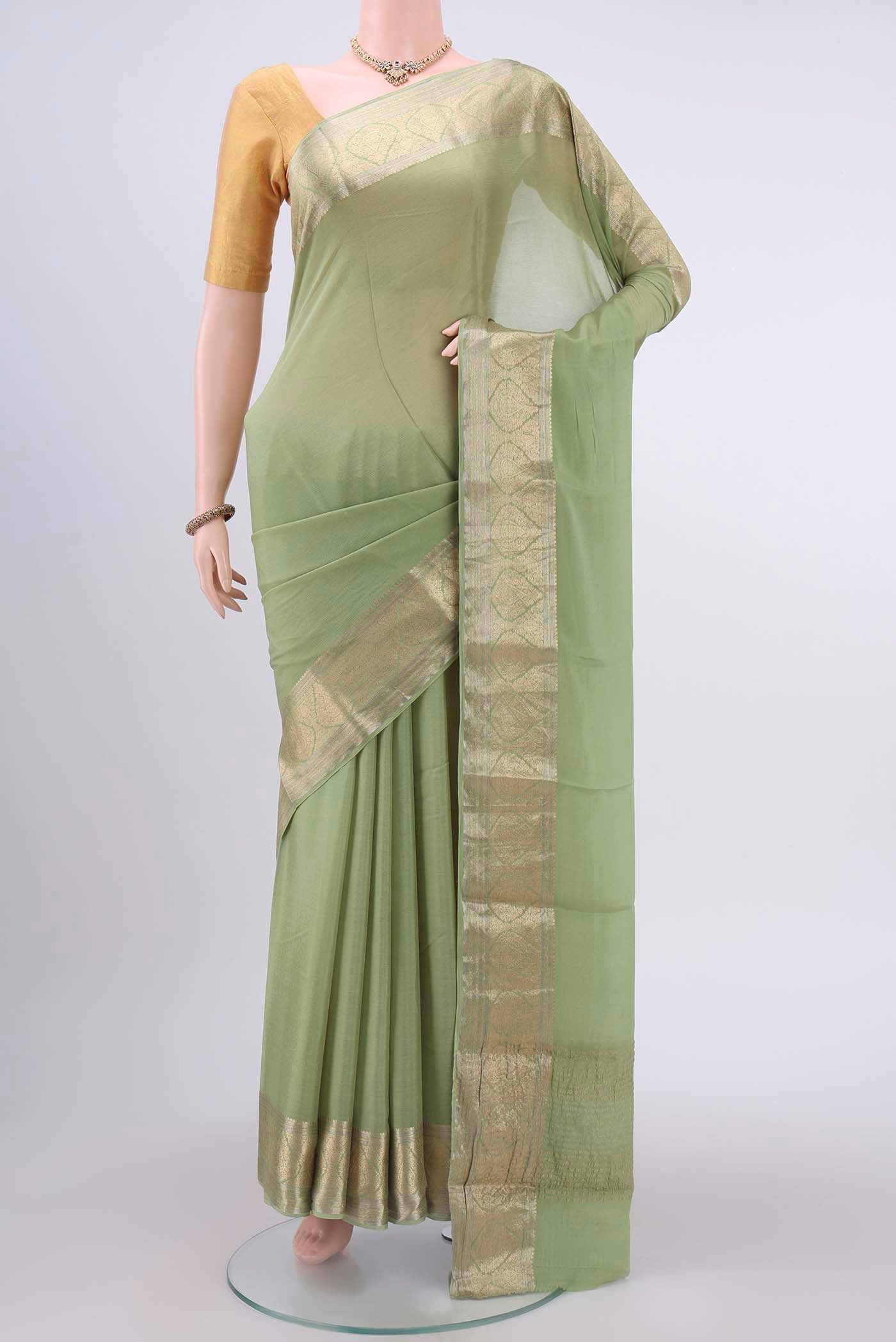 Light Green Mysore Chiffon Saree