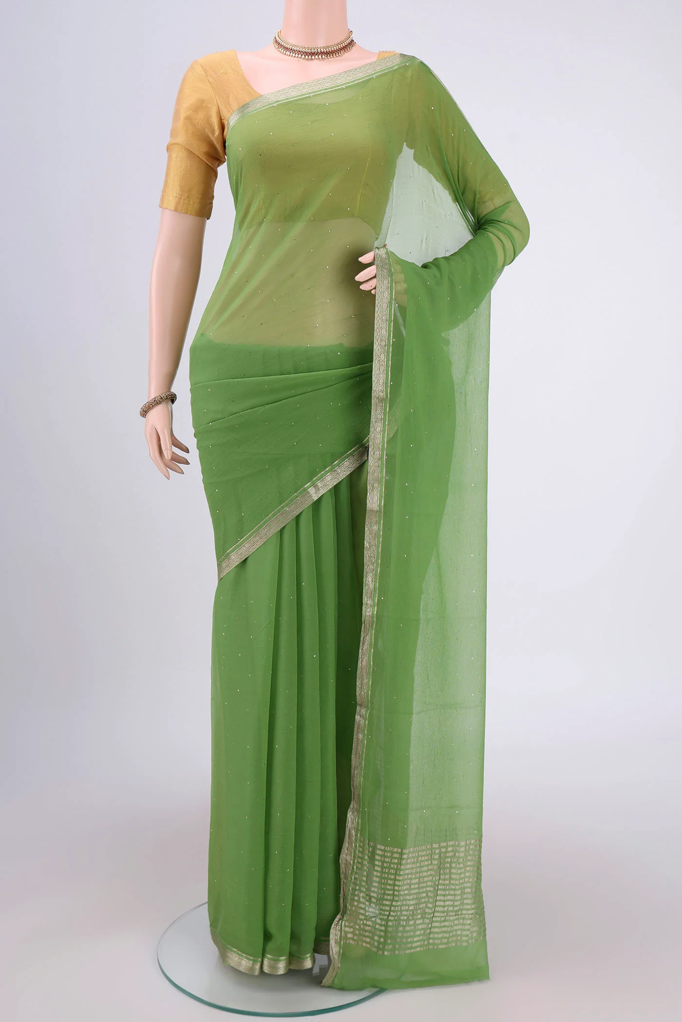 Light Green Mysore Chiffon Saree