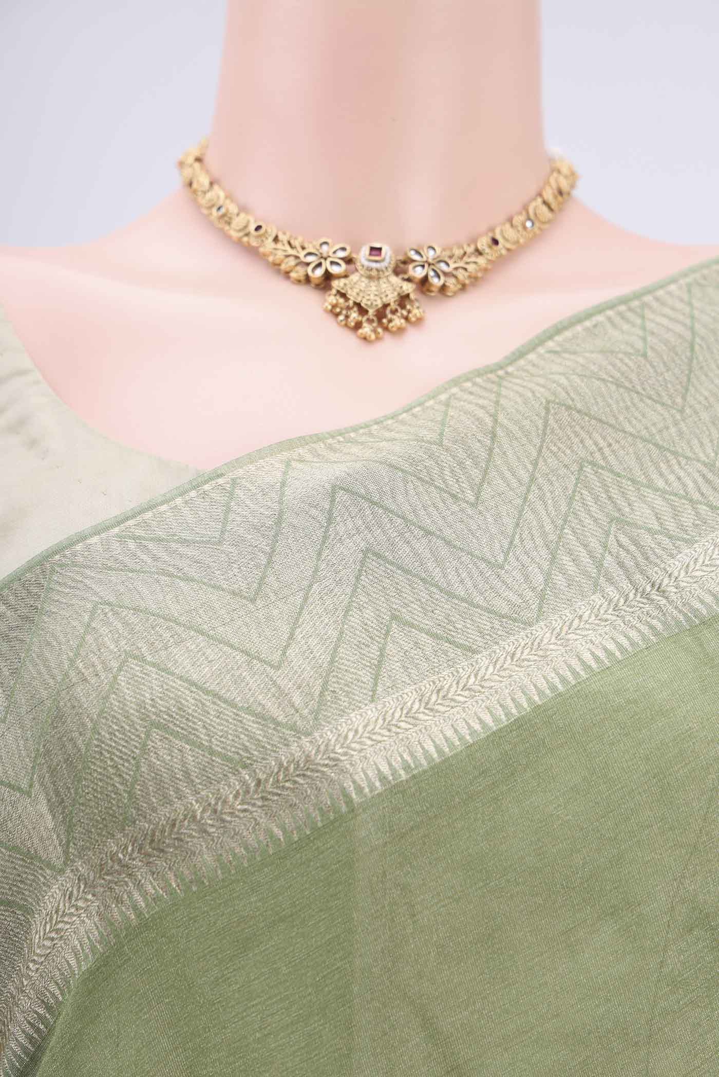 Light Green Mysore Georgette Saree - Image 2
