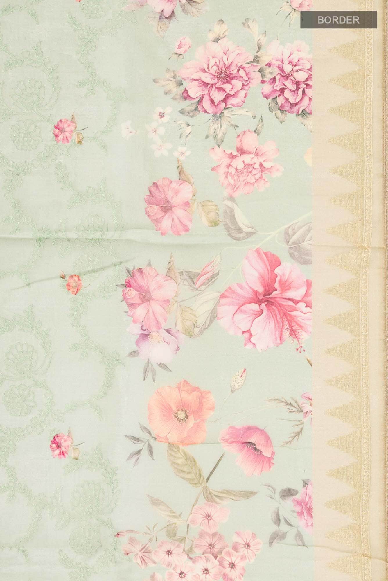 Light Green Organza Silk Saree - Image 4