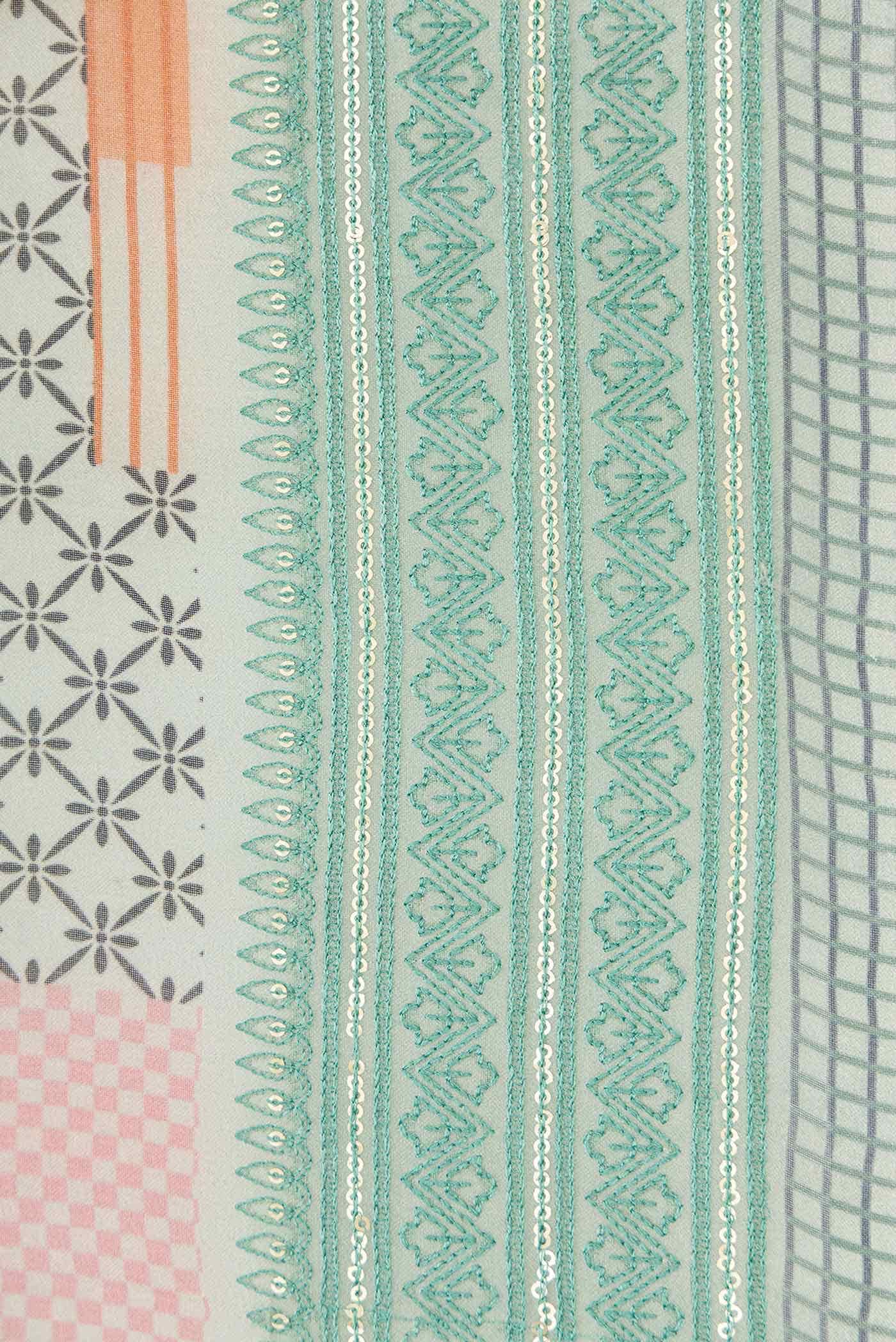 Light Green Organza Silk Saree - Image 3