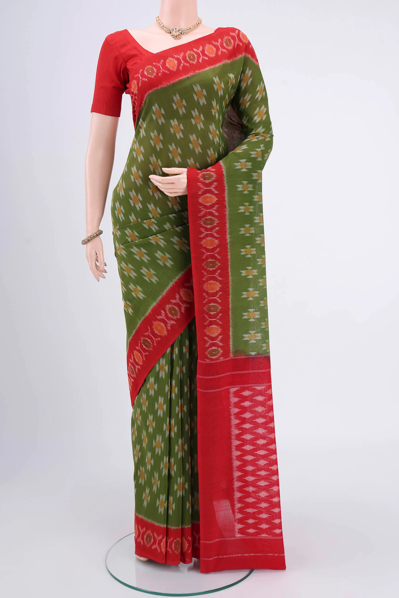 Green Pochampally Cotton Saree
