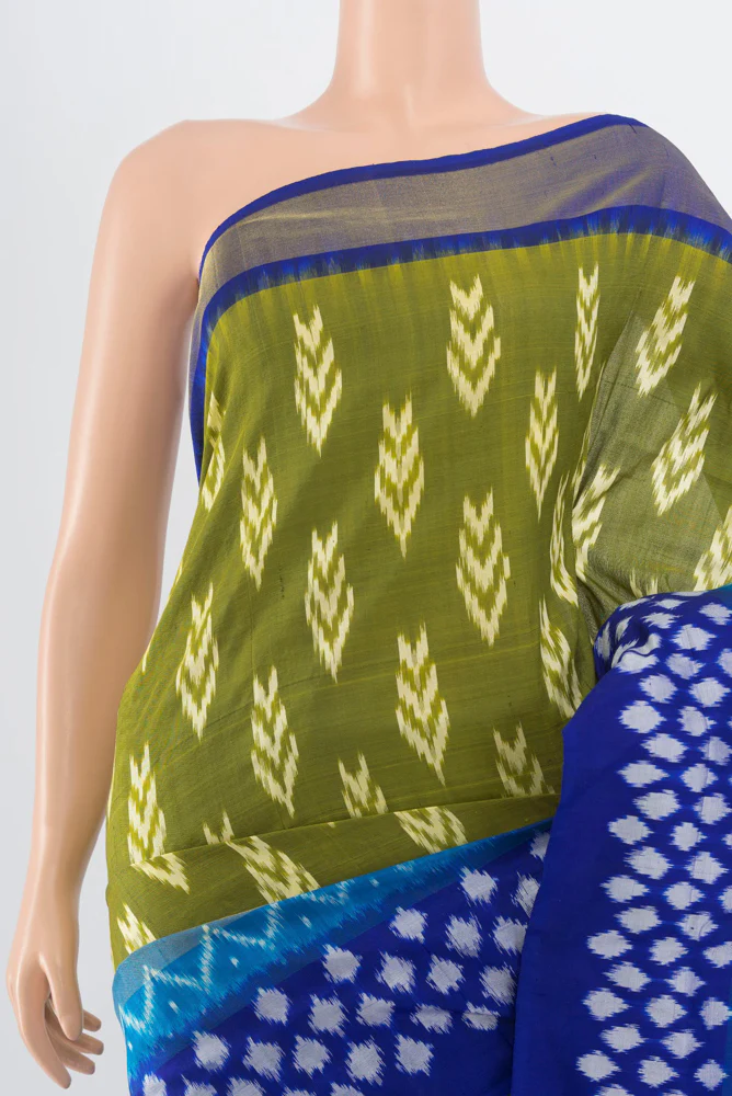 Green Pochampally Silk Saree - Image 2