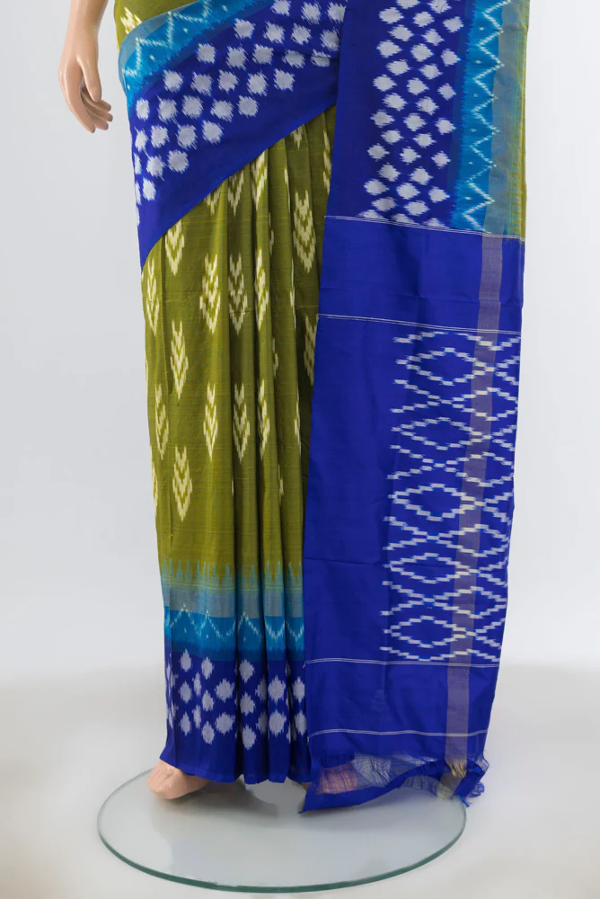 Green Pochampally Silk Saree - Image 3