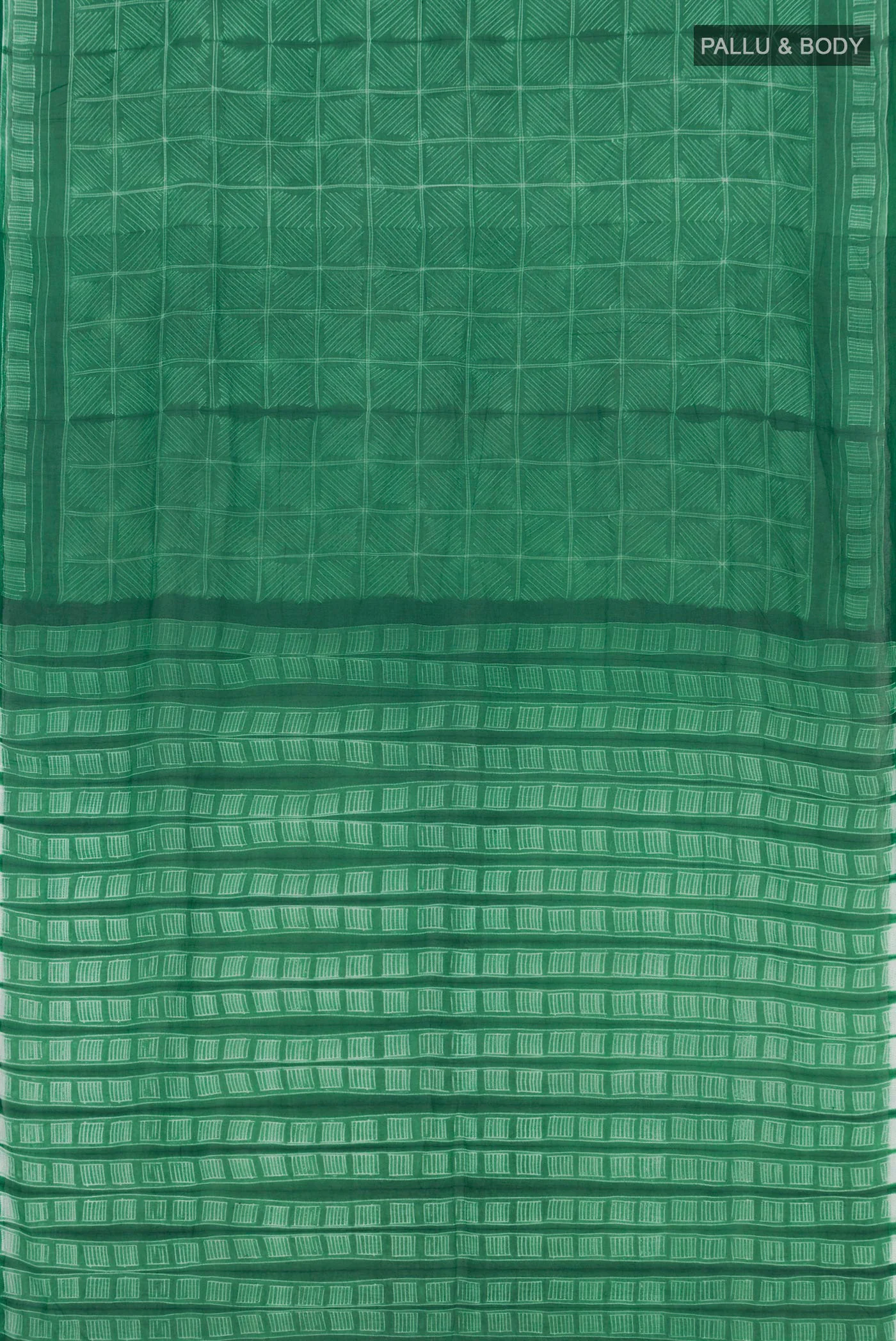 Green Printed Cotton Saree - Image 5