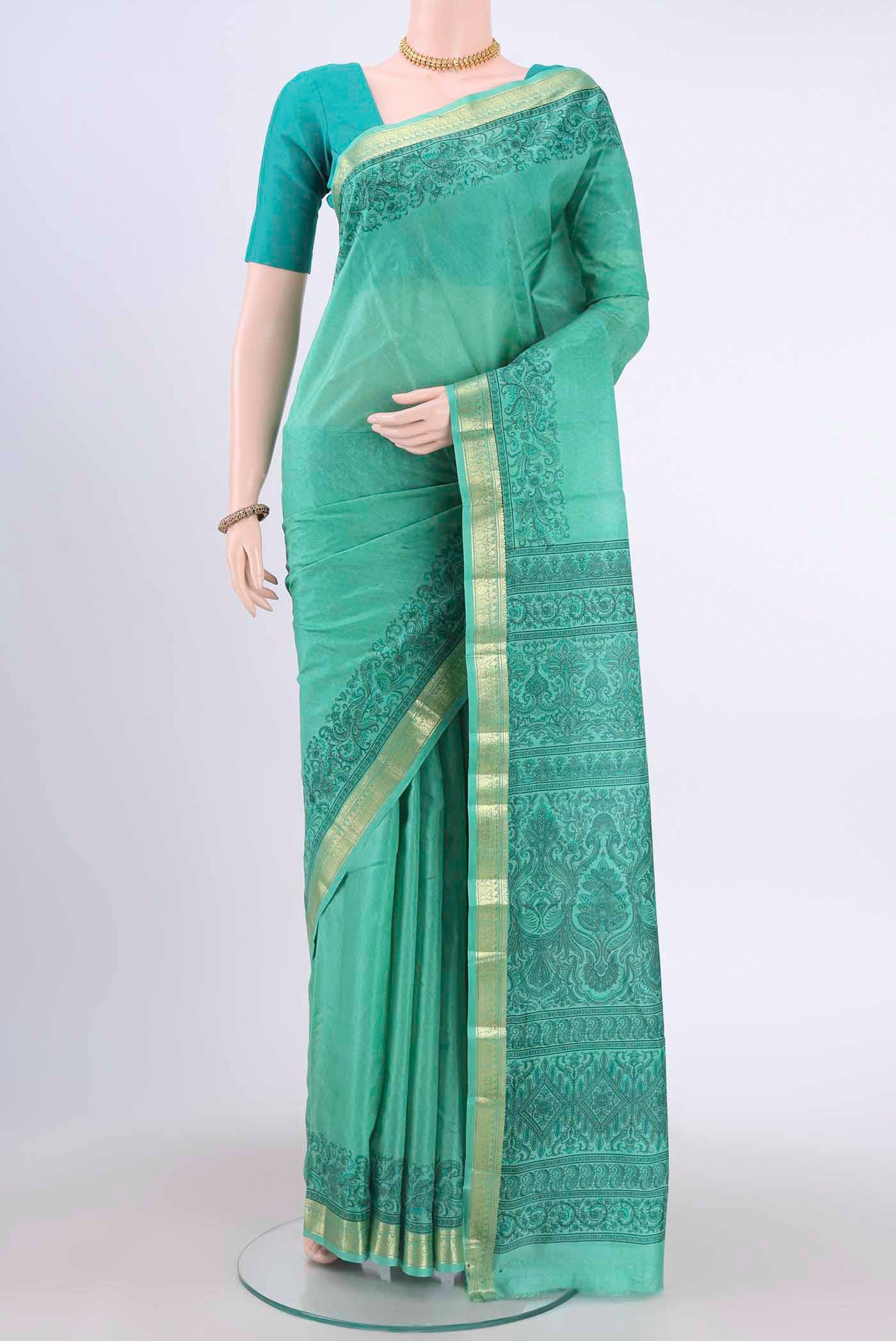 Light Green Printed Silk Saree