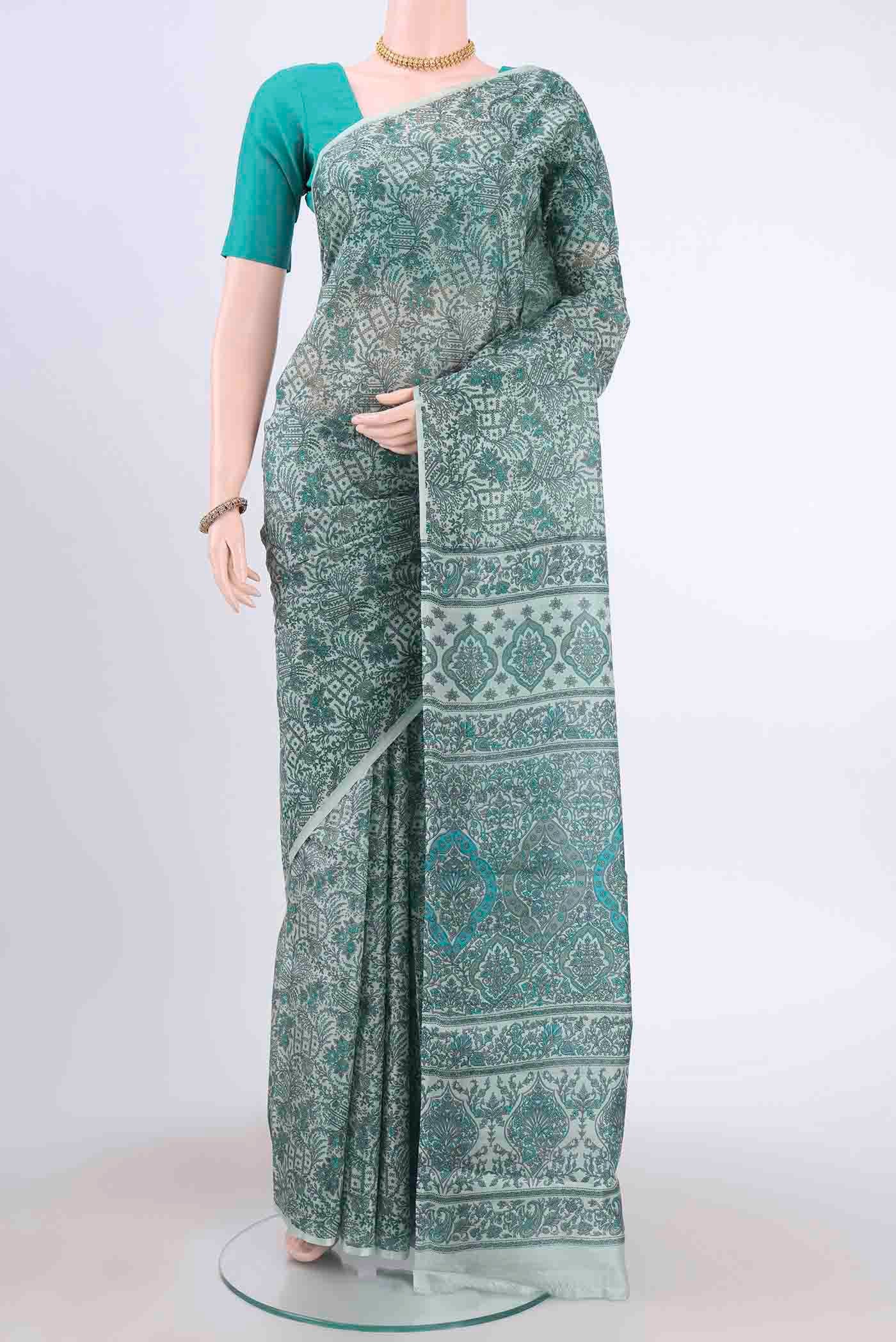 Light Green Printed Silk Saree
