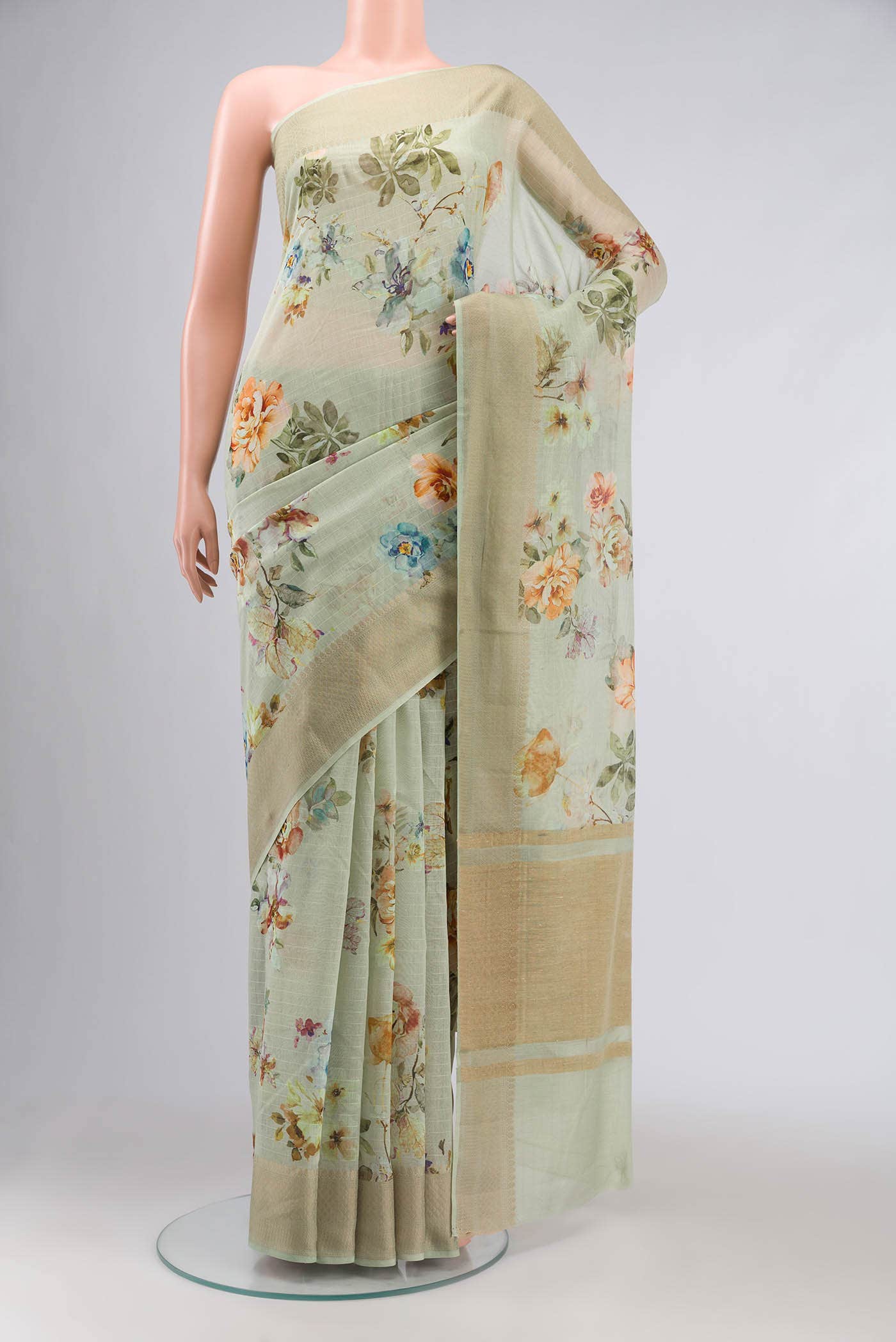 Light Green Silk Cotton Saree