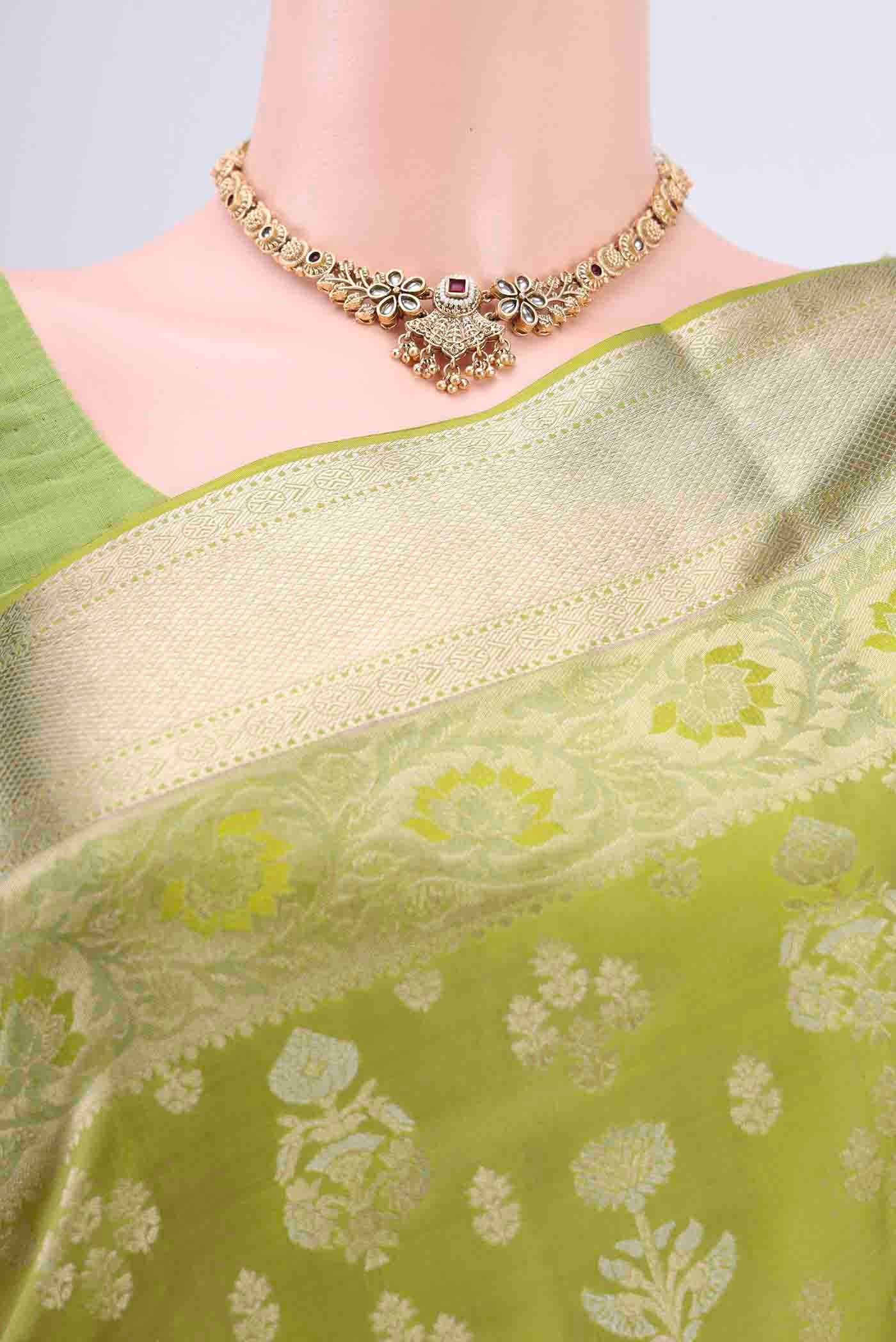 Light Green Soft Silk Saree - Image 2