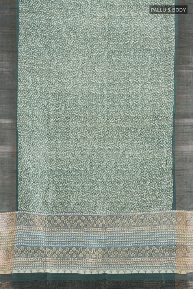 Green Tussar Silk Saree - Image 5