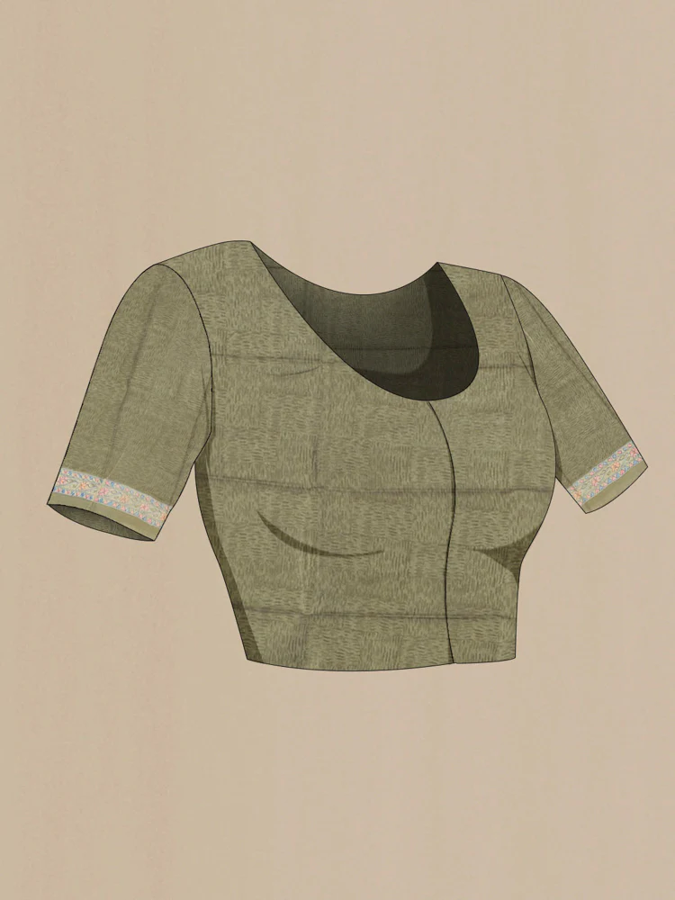 Grey Tussar Silk Saree - Image 4